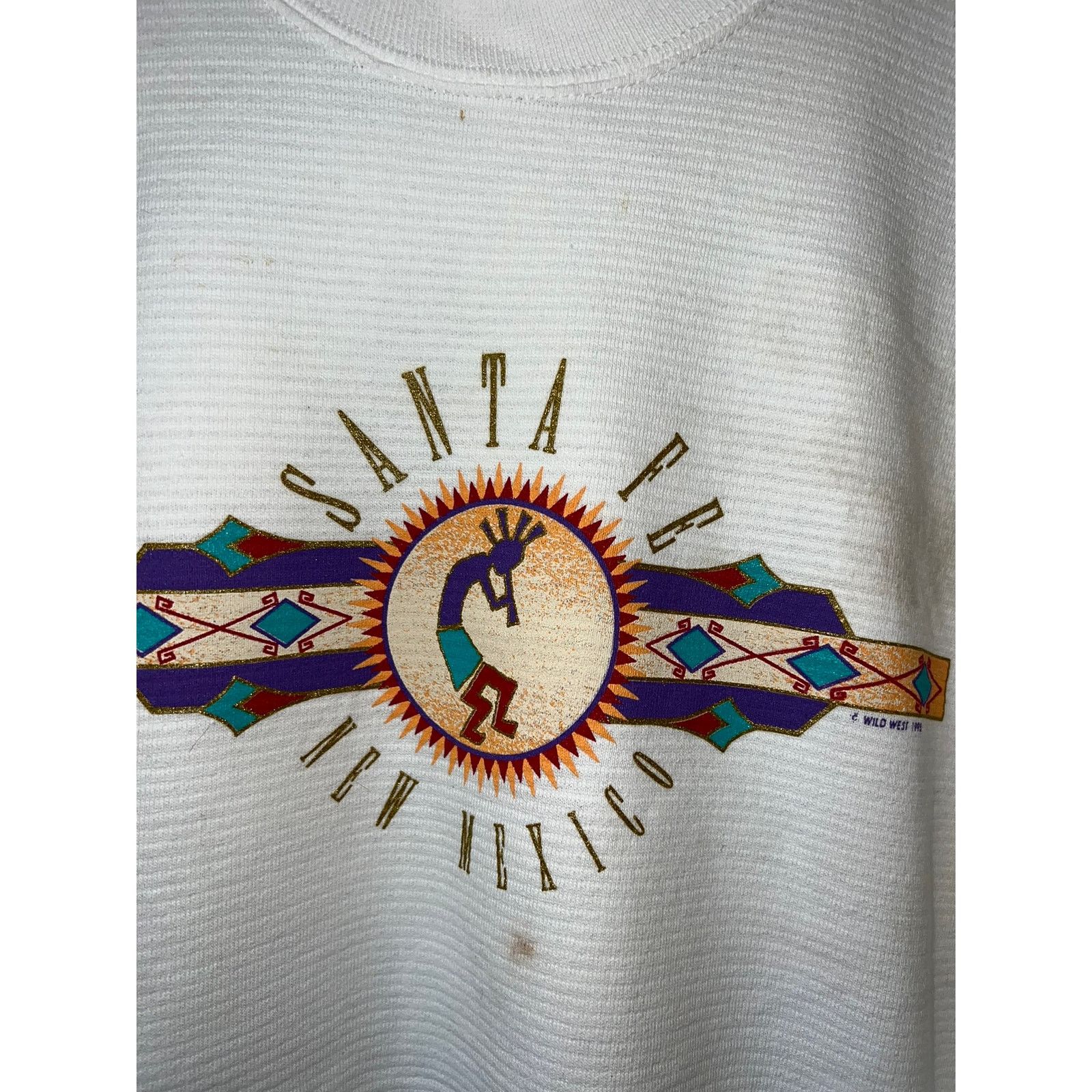 Jerzees Vintage Santa Fe Sweatshirt New Mexico Crewneck STAINED 90s Size US M / EU 48-50 / 2 - 3 Thumbnail