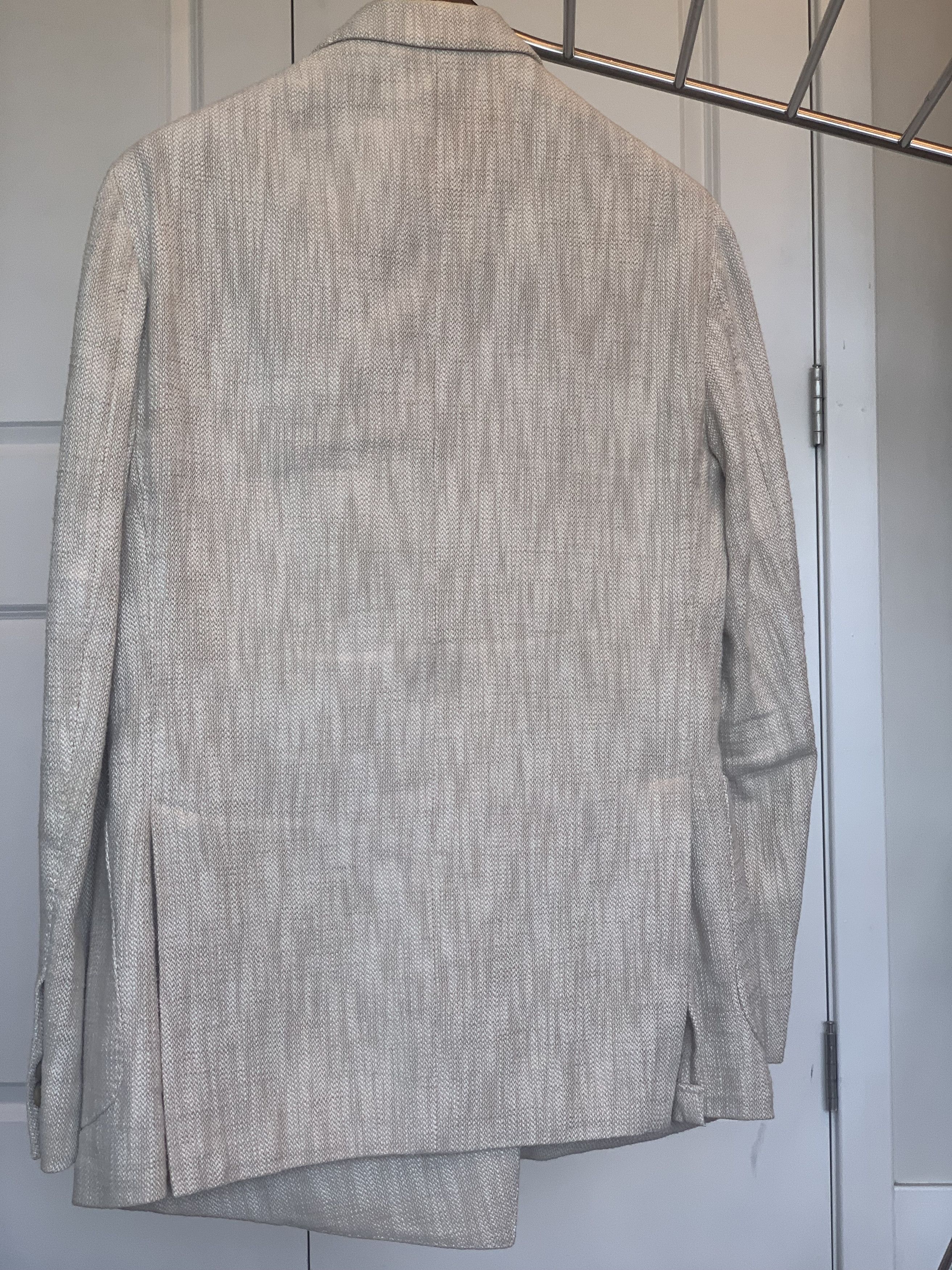 Boggi Boggi Milano Cream Textured Double Breasted Blazer Size 38R - 3 Thumbnail
