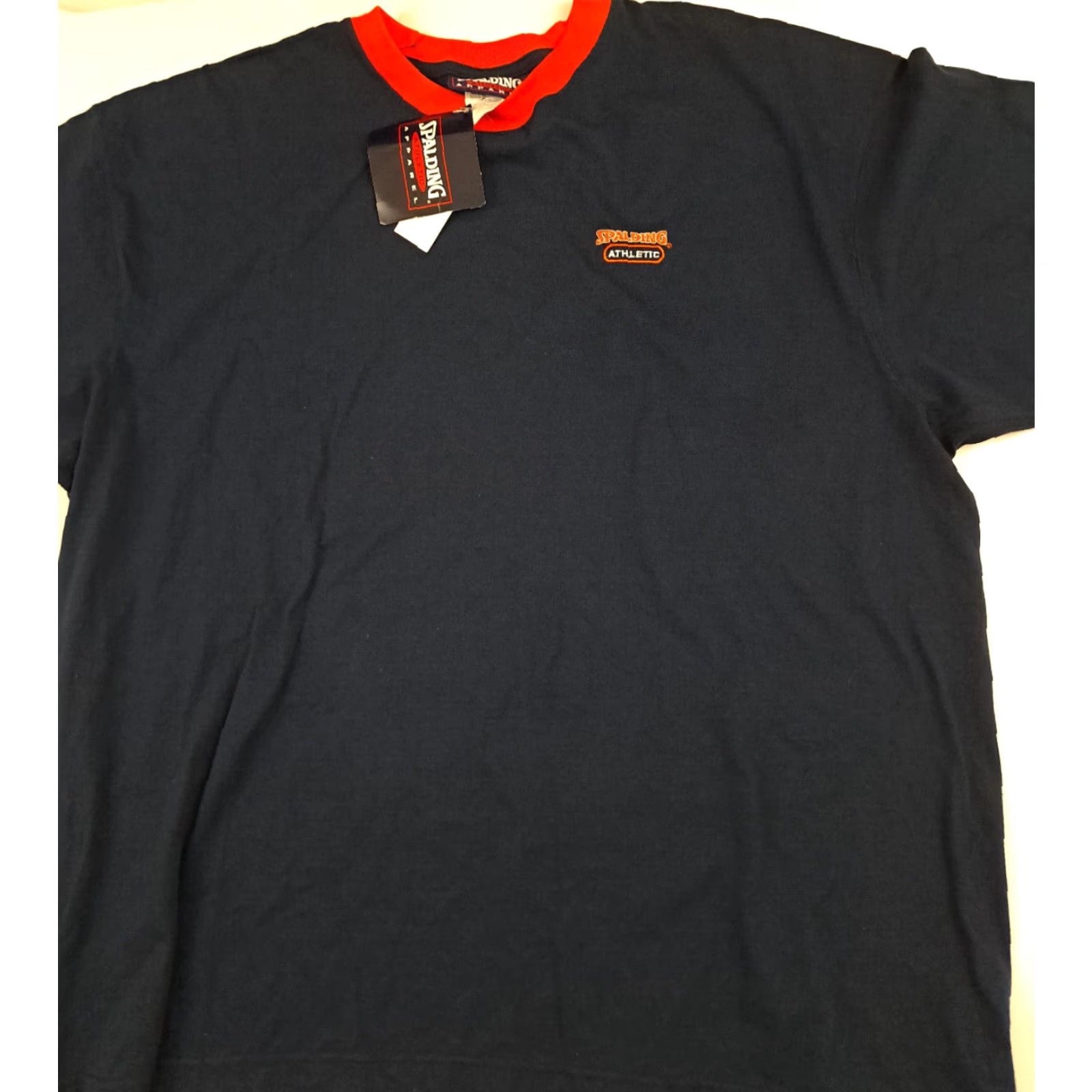 Spalding VINTAGE Spalding Athletic Shirt Navy Orange Trim 2XL NWT Men Short Sleeve T-Shirt Sports Blue Theme Size US XXL / EU 58 / 5 - 3 Thumbnail