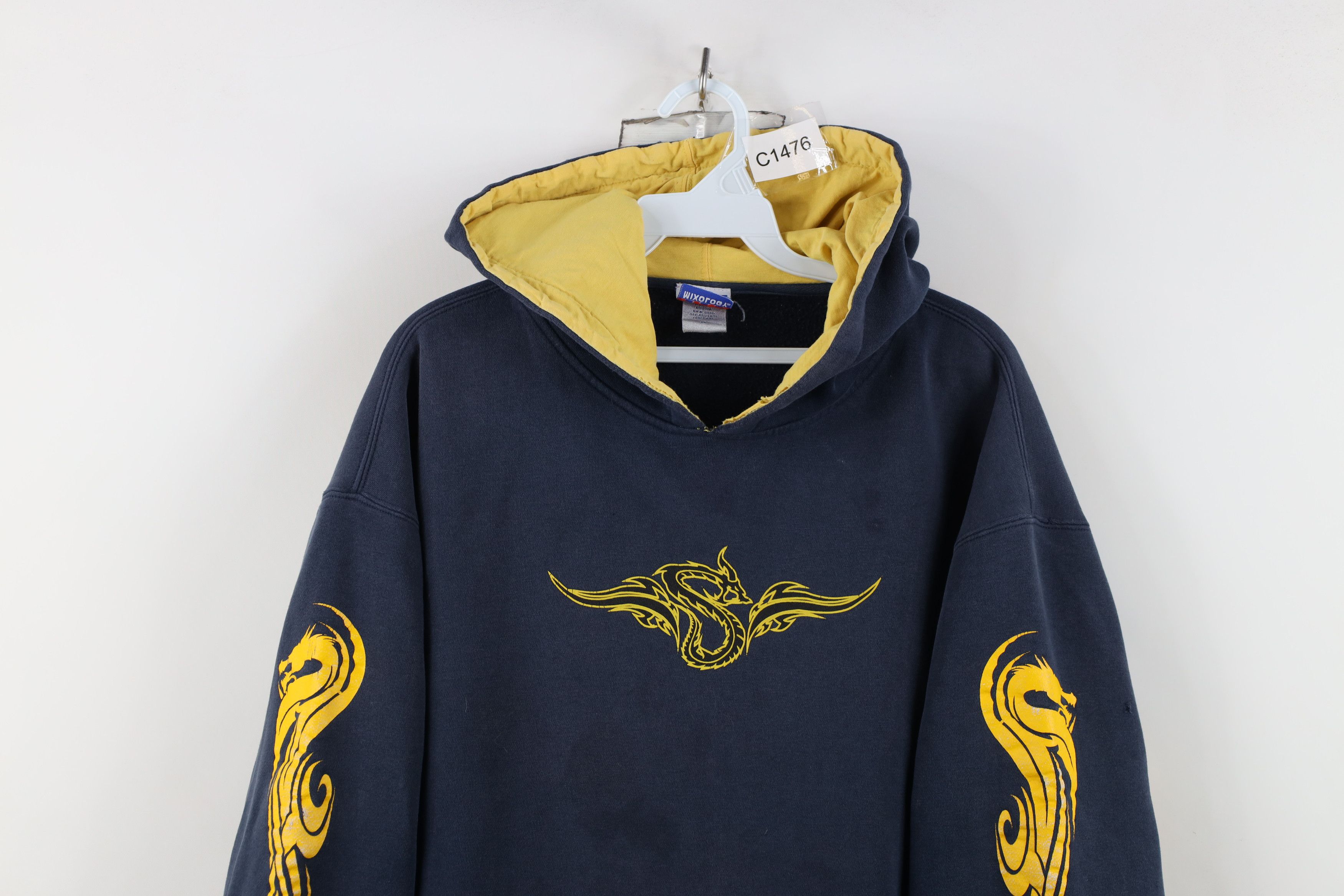 Vintage Vintage 90s Y2K Streetwear Tribal Dragon Hoodie Sweatshirt Size US XL / EU 56 / 4 - 2 Thumbnail