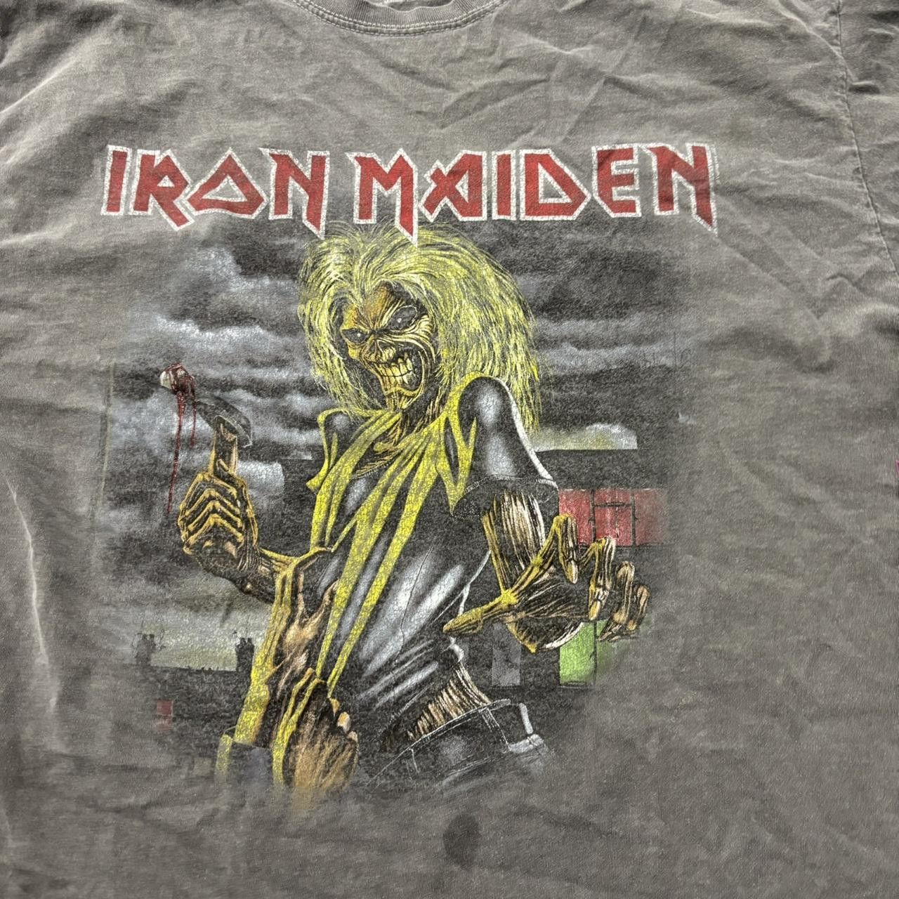 Band Tees × Vintage Vintage Y2K/2000s Faded Grey Iron Maiden Heavy Metal Band Graphic Tee! Size US L / EU 52-54 / 3 - 2 Thumbnail