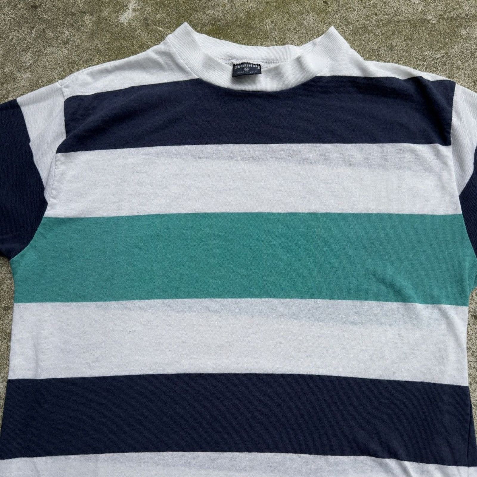 Vintage 70s Paper Thin Distressed Striped Blue Faded Tee ERD Grunge Size US S / EU 44-46 / 1 - 8 Thumbnail