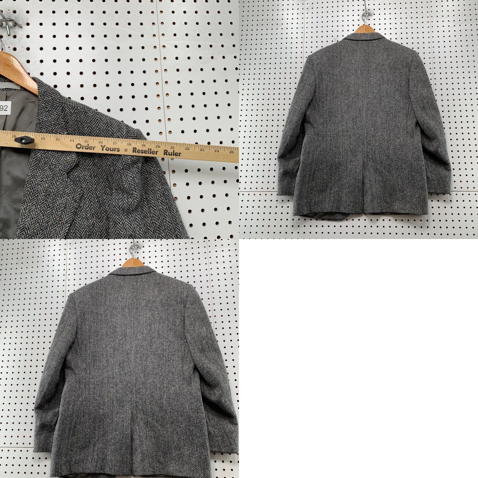 Harris Tweed VINTAGE Harris Tweed Blazer Mens 42R Gray Wool Two-Button Single-Breasted Notch Lapel Herringbone Dry Clean Only Wool Size 42R - 9 Thumbnail