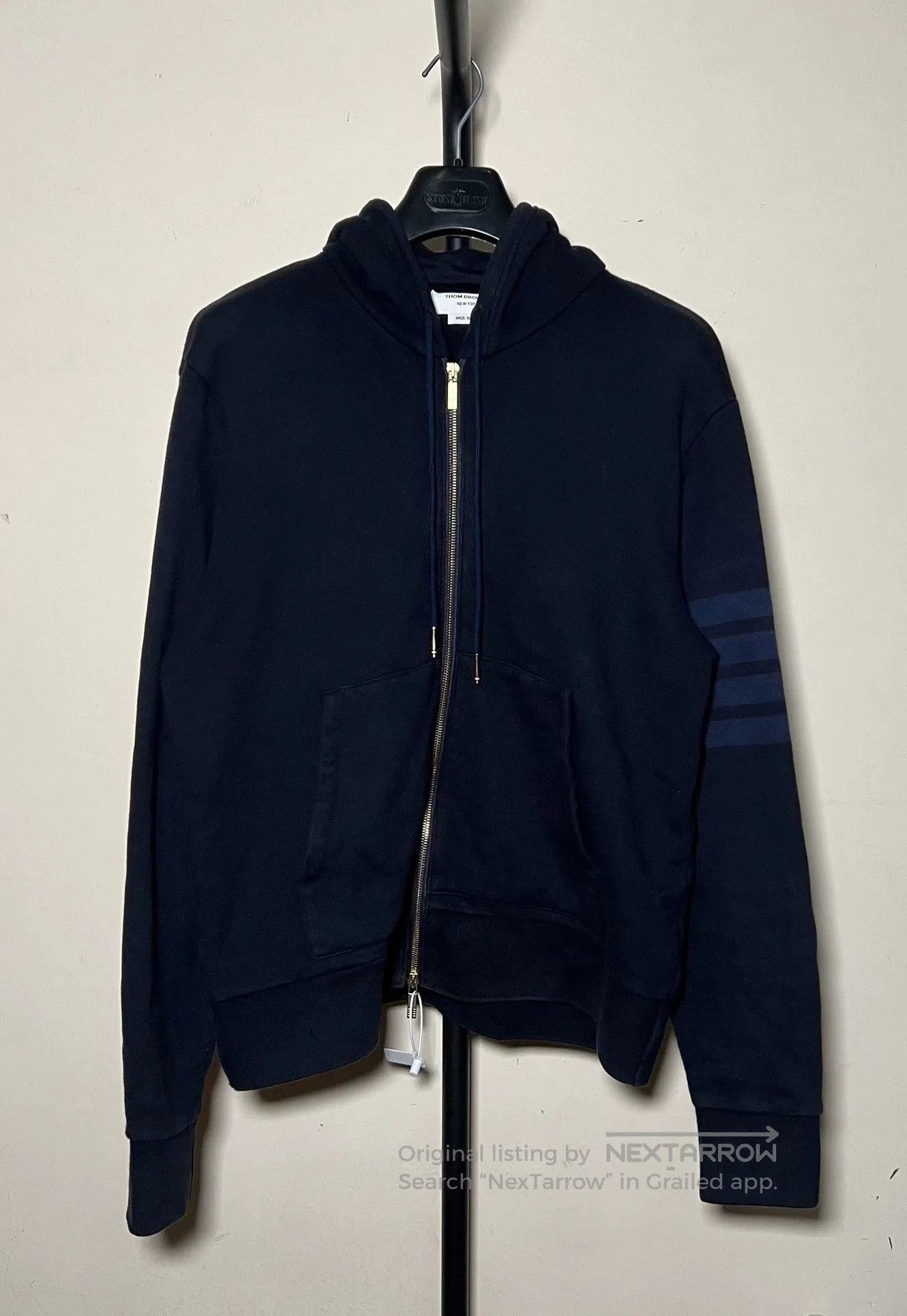 Thom Browne thom browne navy zip-up hoodie with stripes. Size US M / EU 48-50 / 2 - 1 Thumbnail