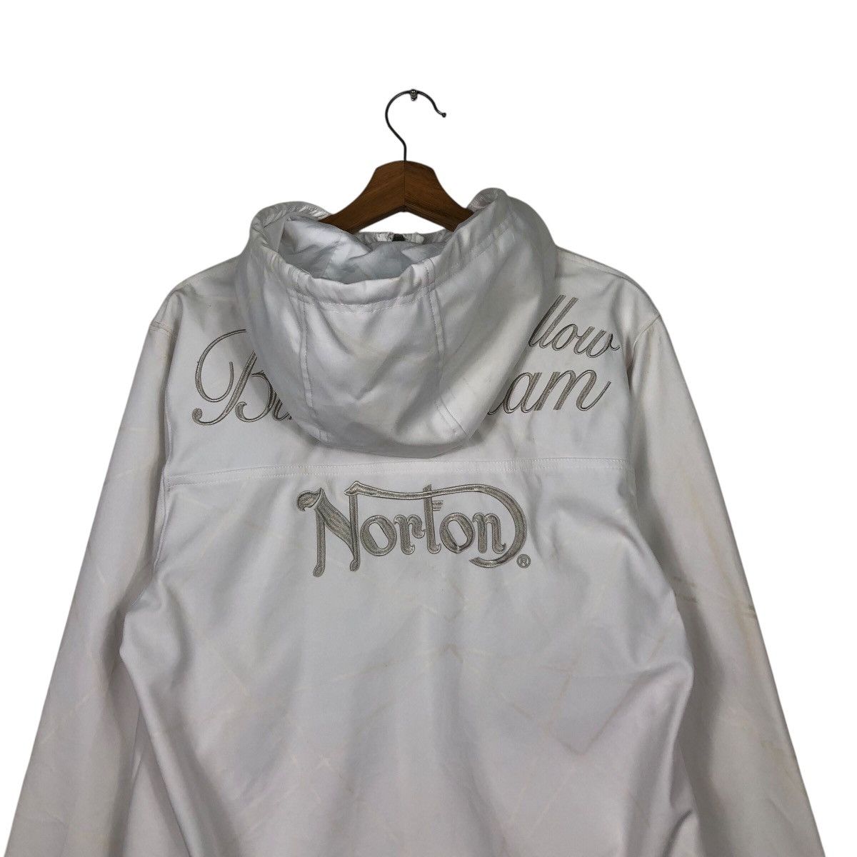 Japanese Brand Rich White Zipper Jacket Hoodie Norton Big Logo Embroidered Size US L / EU 52-54 / 3 - 10 Thumbnail