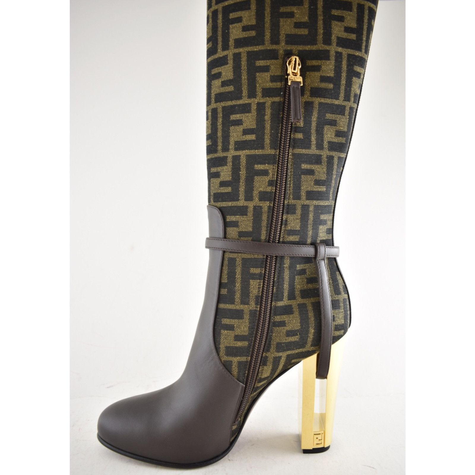 Fendi Fendi 105mm Traced Brown Leather Monogram FF Logo Size US 7 / IT 37 - 13 Thumbnail