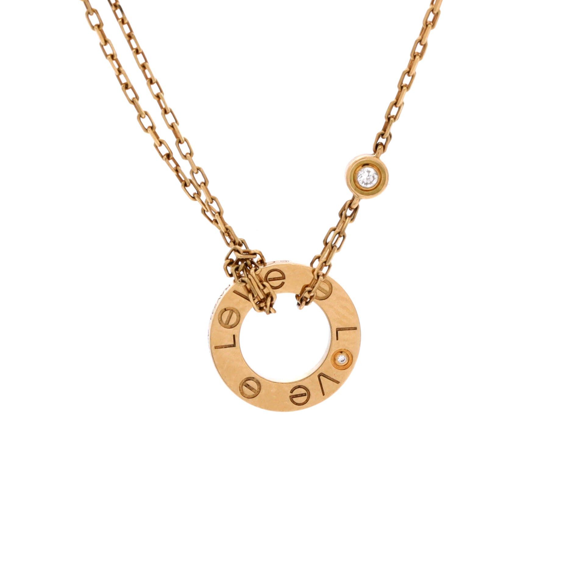 Cartier 2 Diamonds Love Pendant Necklace Size ONE SIZE - 1 Thumbnail