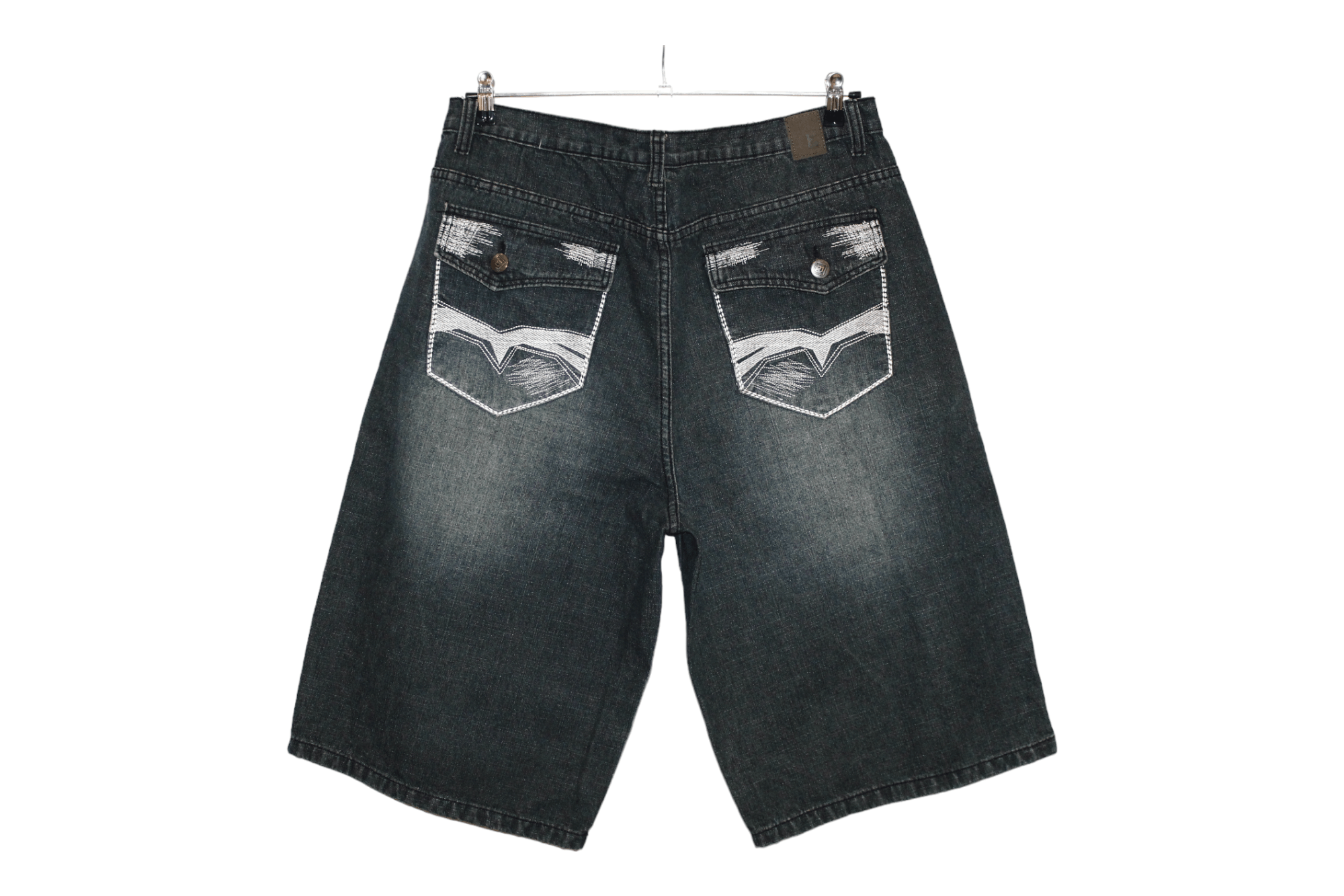 image of 90's VTG Enyce OG Rap Baggy Faded Denim Shorts in Black Grey, Men's (Size 38)