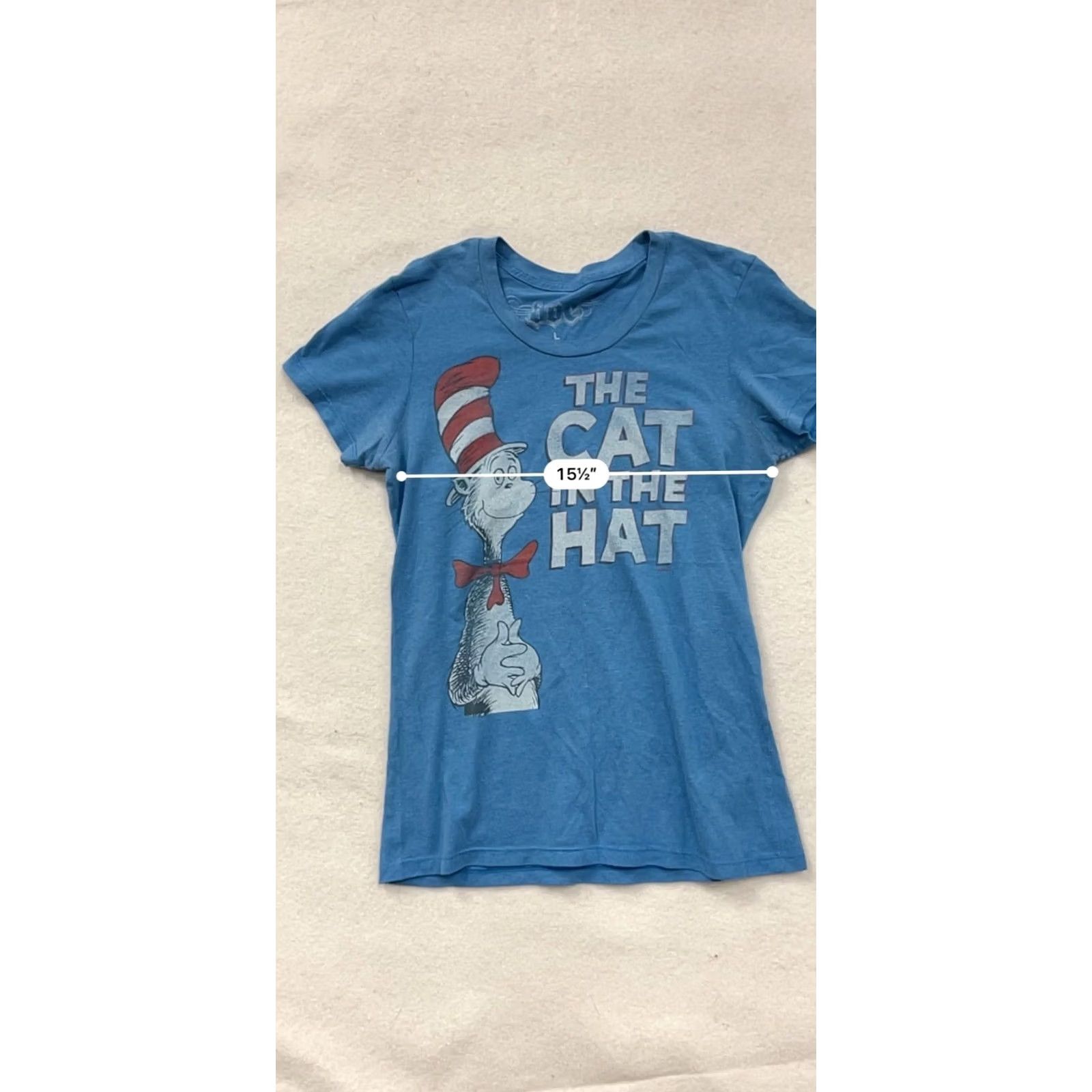 Vintage Dr. Seuss The Cat In The Hat Womens T-Shirt Blue L Cat Graphic Shirt - Womens Size L / US 10 / IT 46 - 7 Thumbnail