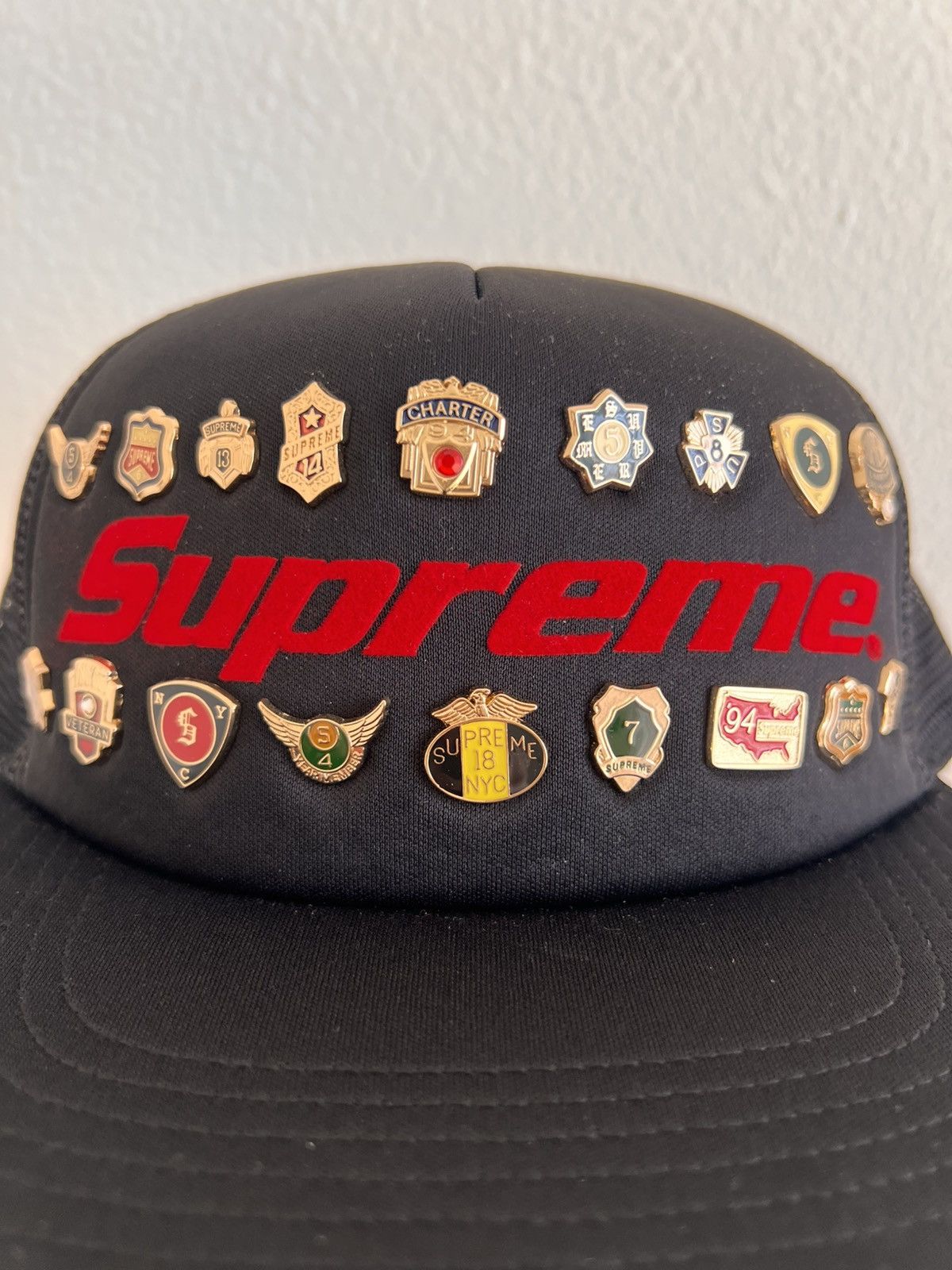 Supreme Supreme Pins Mesh Back 5 Panel Black cap hat snapback enamel Size ONE SIZE - 20 Thumbnail