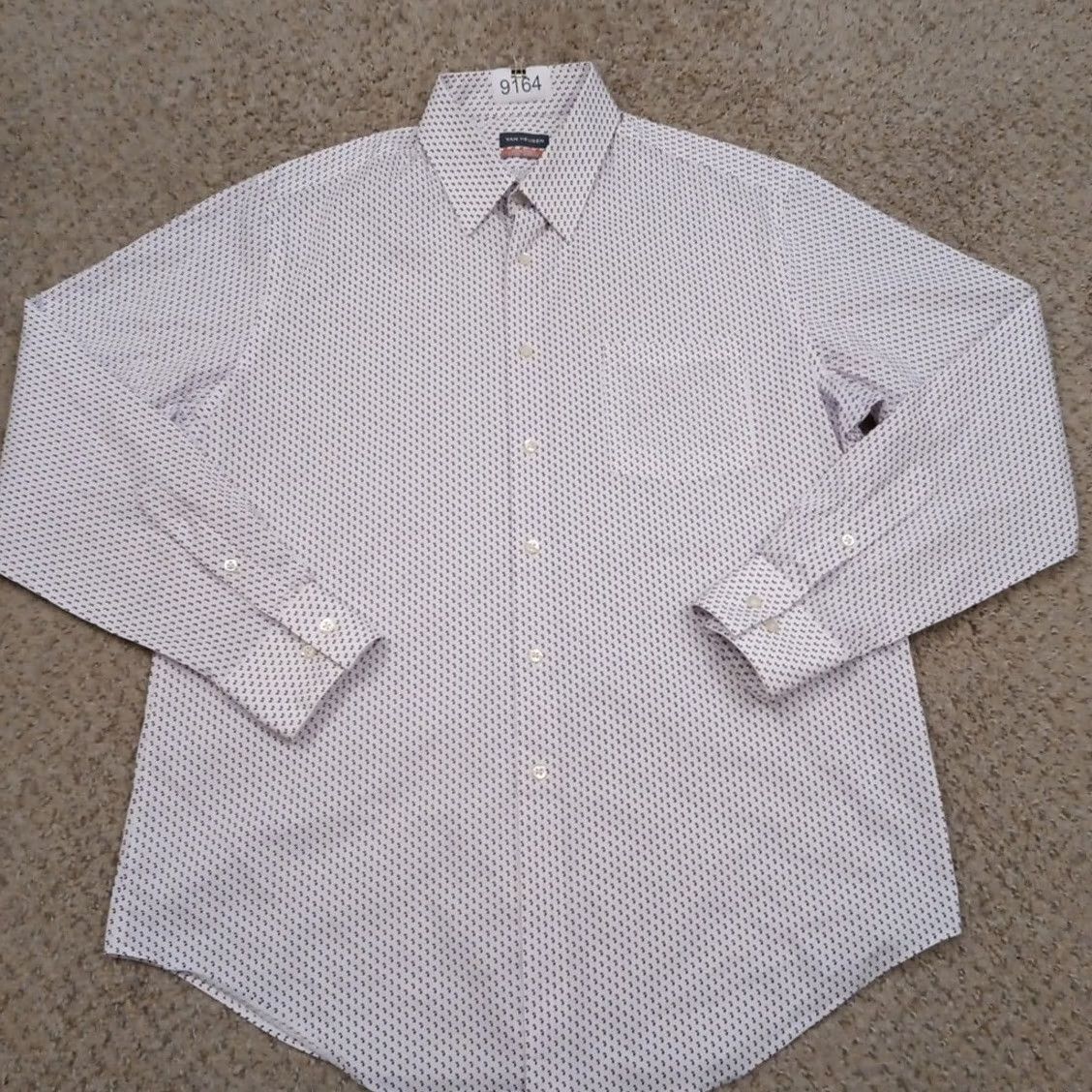 Van Heusen Van Heusen Shirt Mens Large White Pink Geometric Long Sleeve Button Up Fitted Size US L / EU 52-54 / 3 - 2 Thumbnail