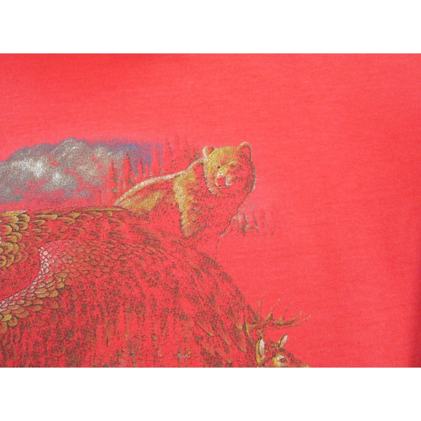 Vintage VINTAGE Eagle Bear Wolf Hoodie Mens XL Red 90s Pullover Sweatshirt Size US XL / EU 56 / 4 - 6 Thumbnail