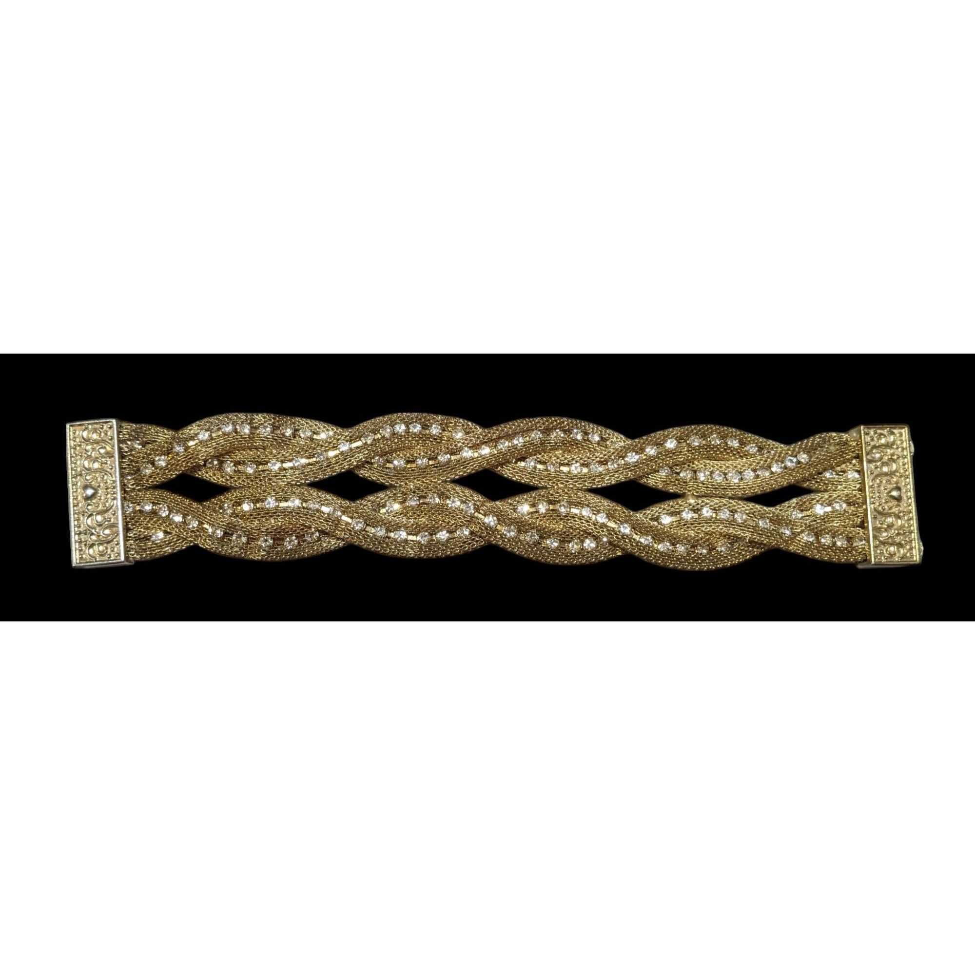 Other Vintage Gold Tone Mesh And Rhinestone Braided Magnetic Brace Size ONE SIZE - 2 Thumbnail