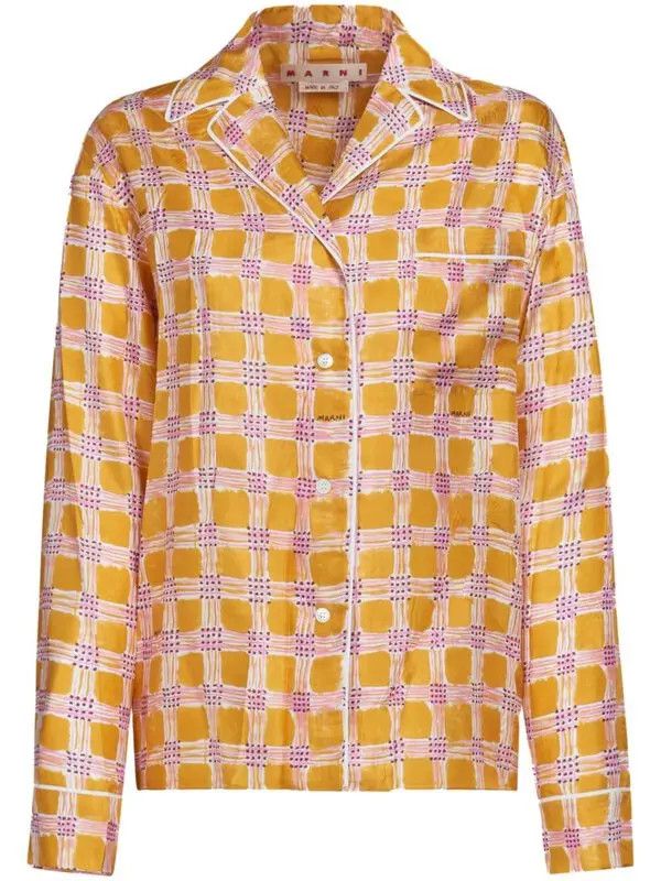 o1w1db10824 Check Fields Silk Shirt in Multicolor