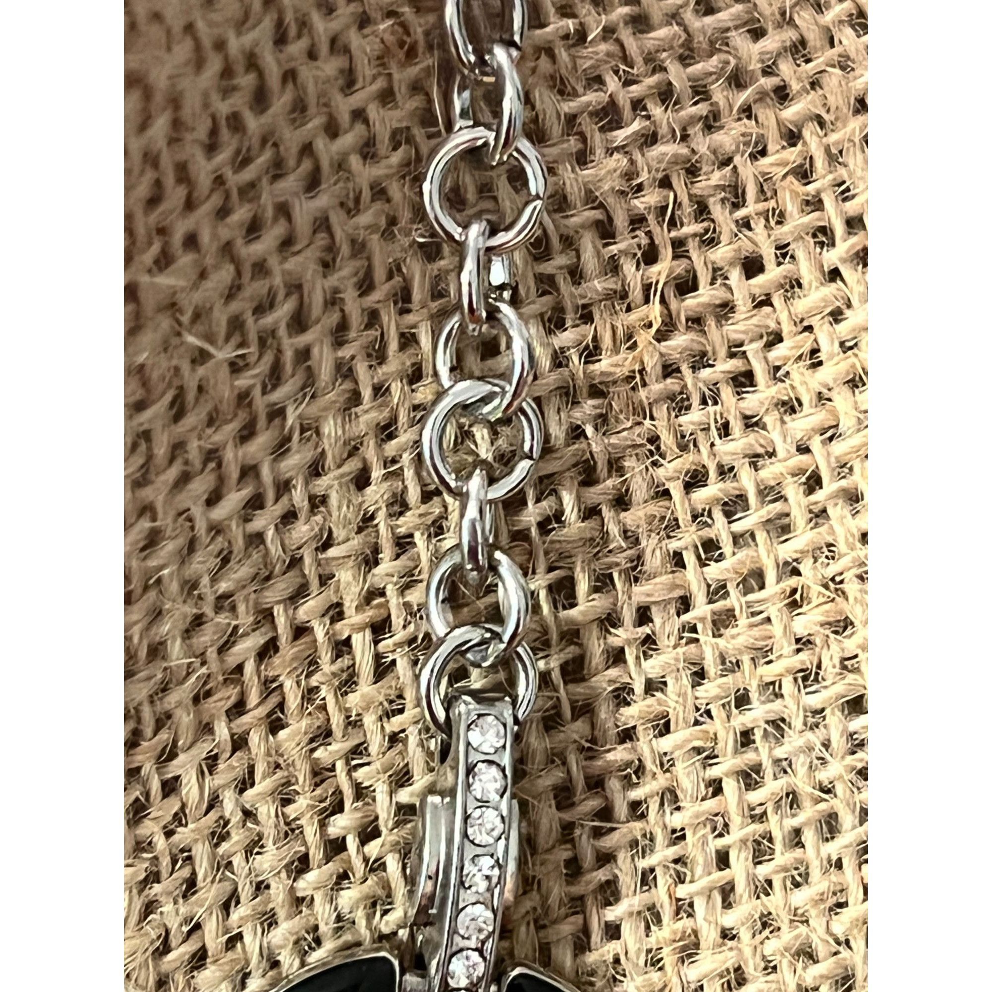 Other Cato C 1946 Silver Tone Black Enamel necklace clear rhinesto Size ONE SIZE - 3 Thumbnail