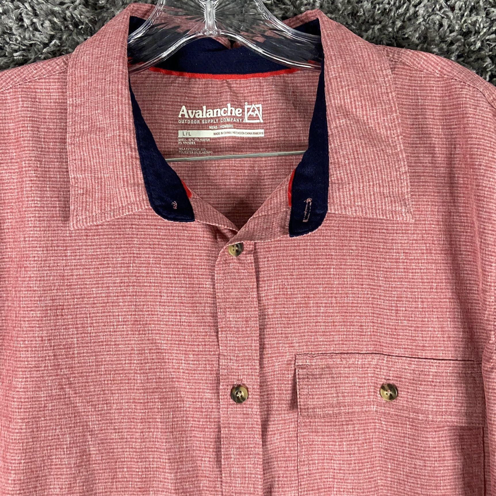 Avalanche Avalanche Button-Up Shirt Men L Red Outdoor Breathable Pockets Short Sleeve Mens Size US 33 - 5 Thumbnail