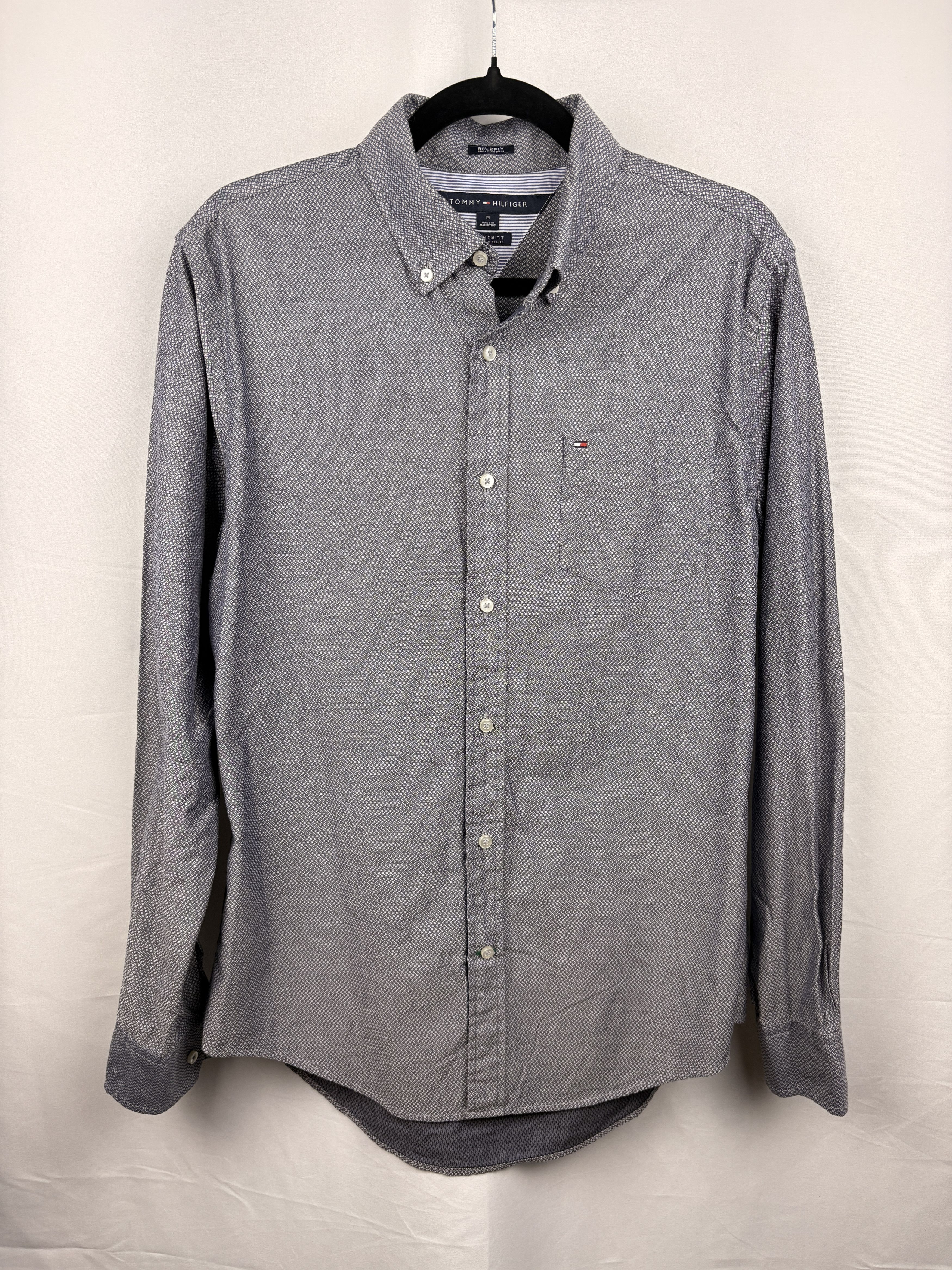 Tommy Hilfiger Tommy Hilfiger Custom Fit Button Down Shirt Grey Micro Print Size US M / EU 48-50 / 2 - 1 Thumbnail