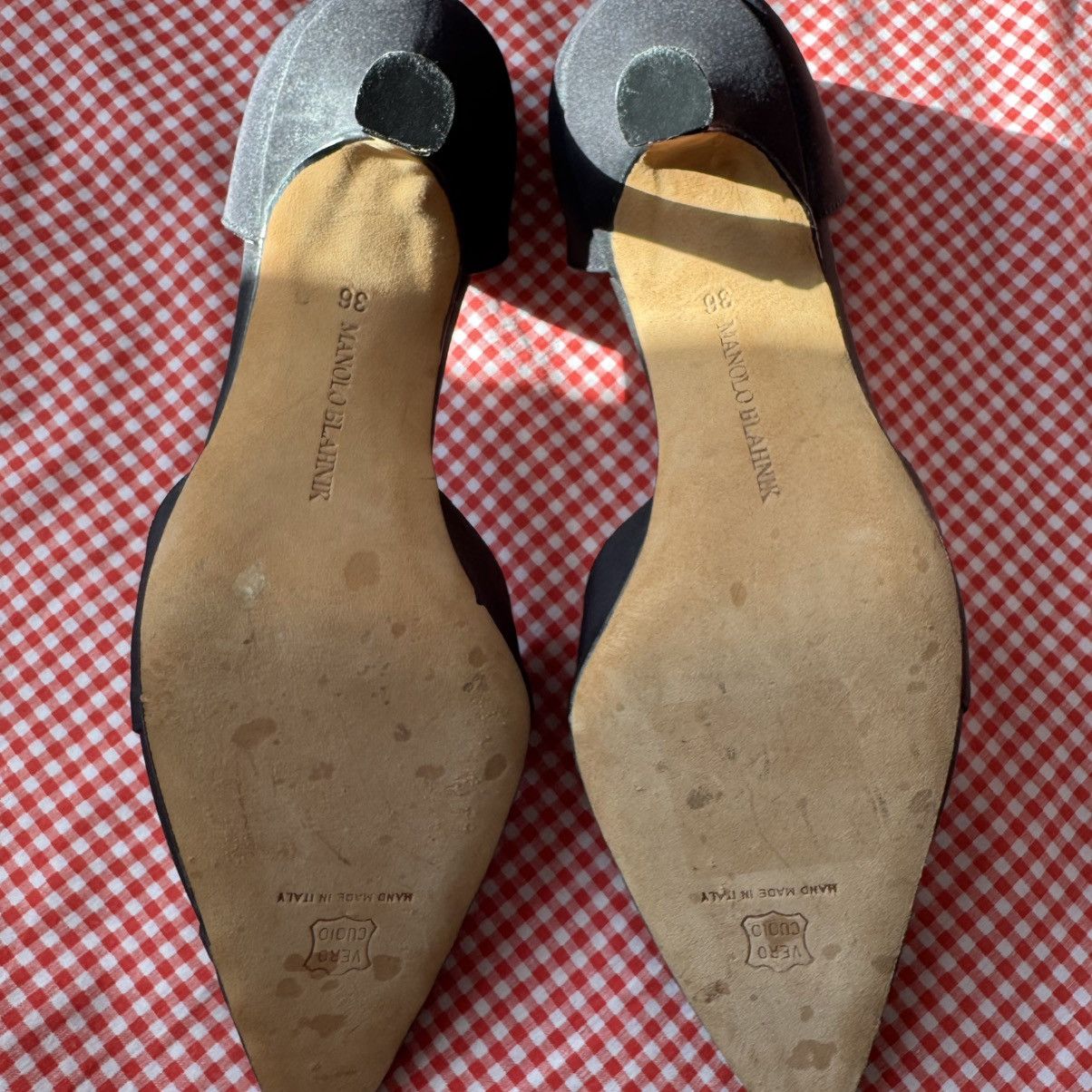 Manolo Blahnik Vintage Black Satin Manolo Heels Size US 6 / IT 36 - 3 Thumbnail