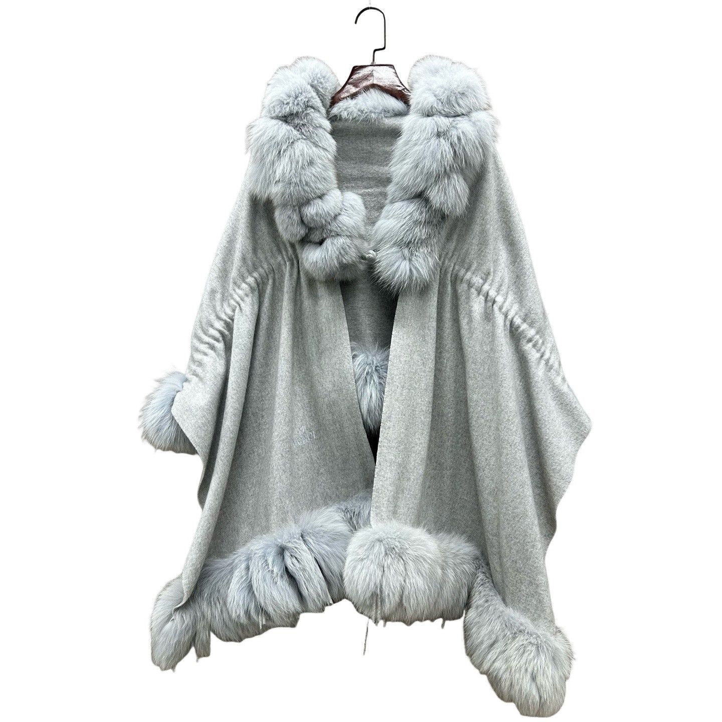 Fendi Fendi Cashmere Fur Trim Cape One Size Size ONE SIZE - 1 Thumbnail