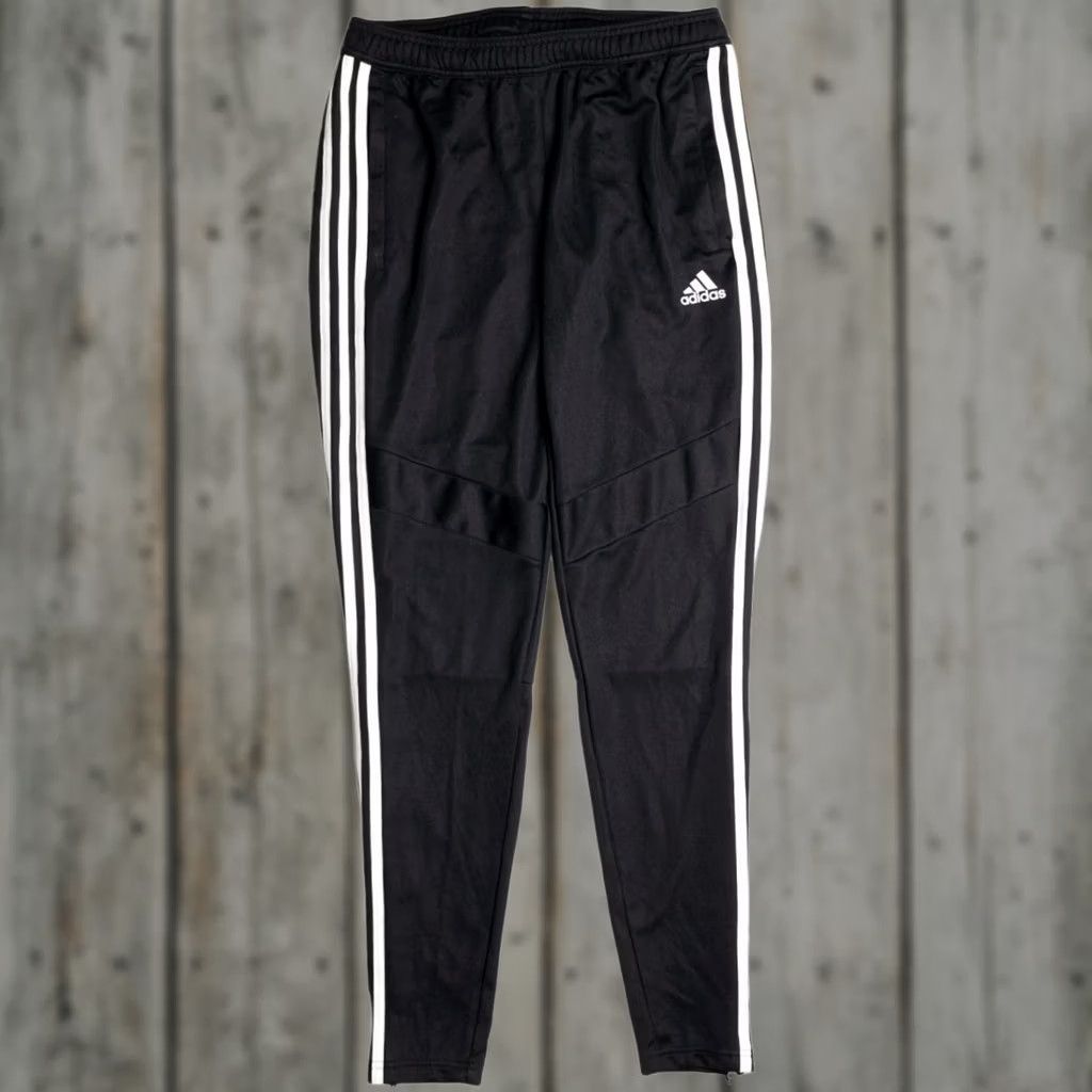 Adidas VINTAGE Adidas Track Pants Small Black Three Stripes Athletic Joggers Mens Size US 29 - 1 Thumbnail