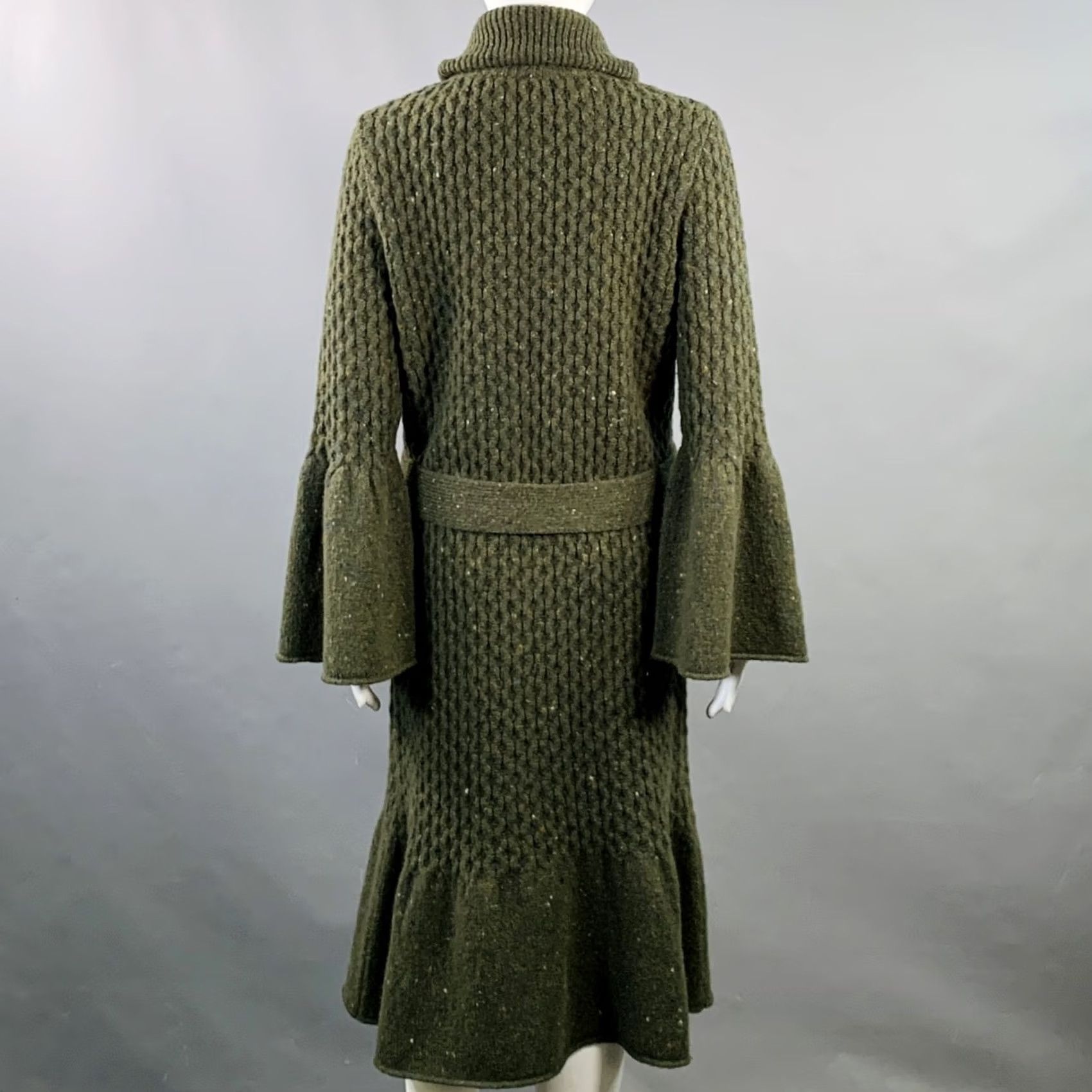 Carolina Herrera CAROLINA HERRERA Green Virgin Wool Cashmere Blend Cable Knit Coat XS Women Size XS / US 0-2 / IT 36-38 - 4 Thumbnail