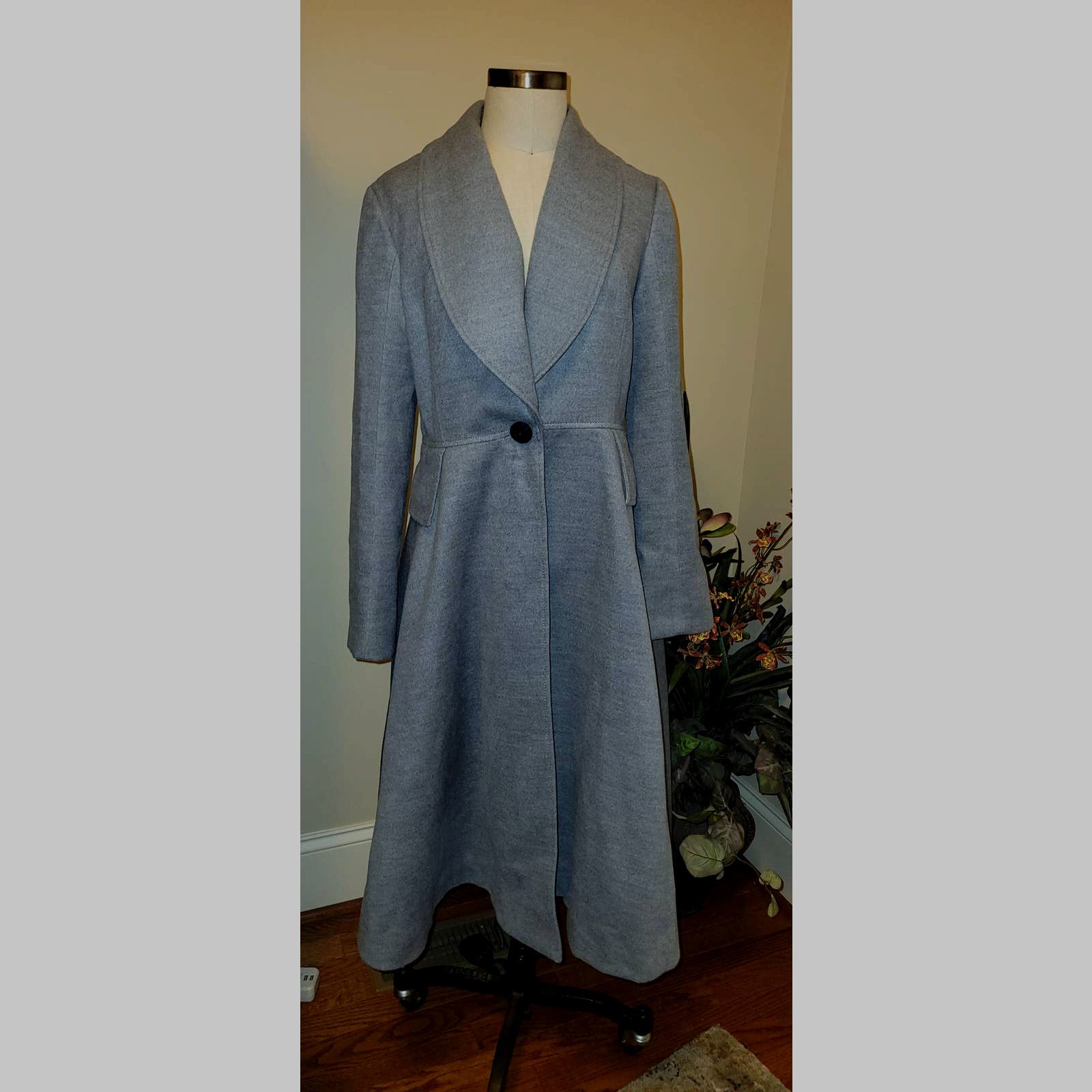 image of New Anthropologie Shawl Collar Midi Coat $285 Gray Size 4 in Grey, Women's