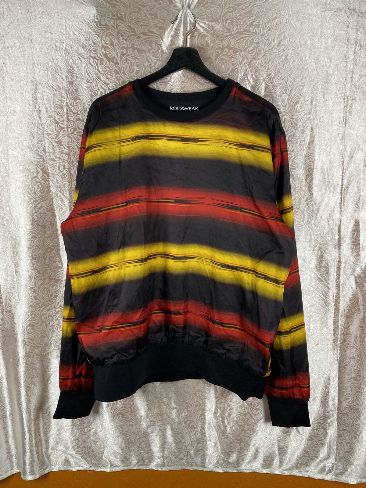 Rocawear Vintage Rocawear Striped Crewneck Black Red Yellow Size US L / EU 52-54 / 3 - 3 Thumbnail