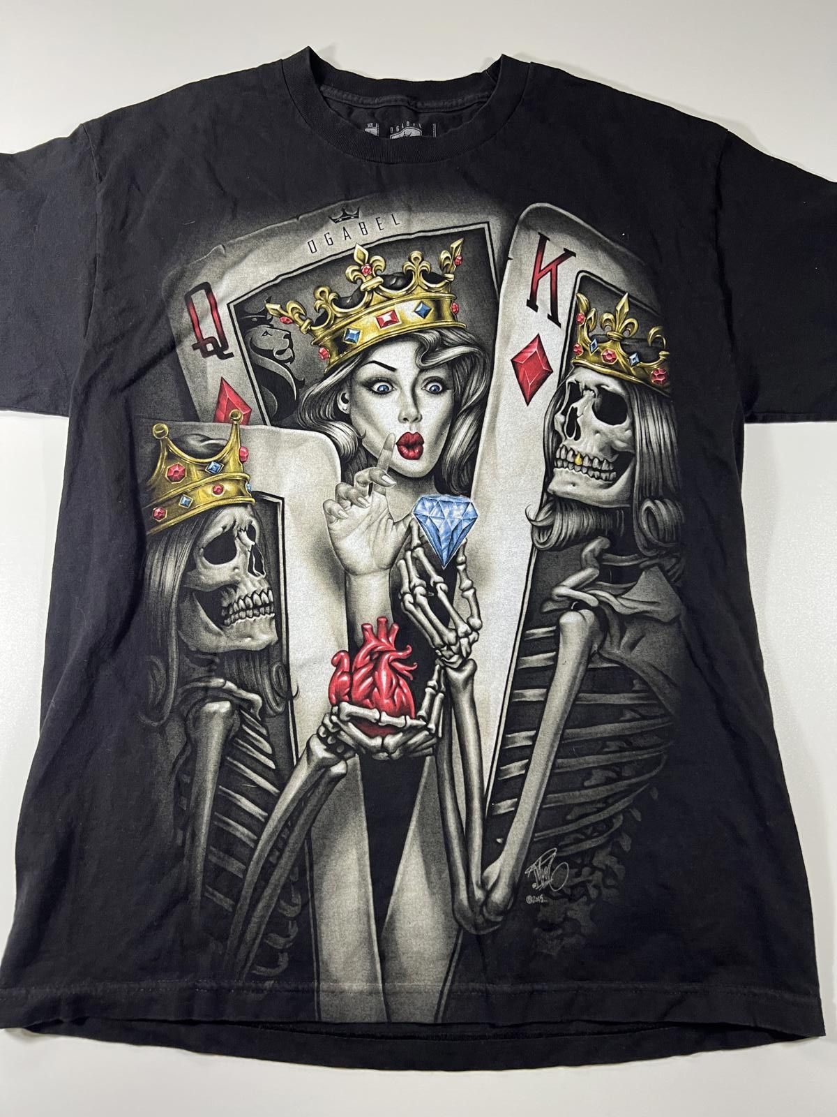 Unknown London Graphic Black T-Shirt with Queen and King Skeleton Design Size US L / EU 52-54 / 3 - 1 Thumbnail