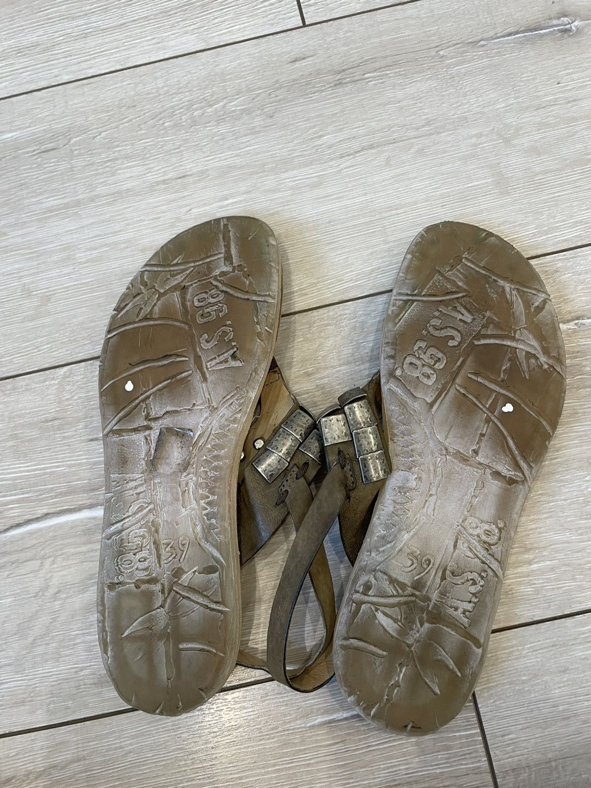 A.S.98 A.S.98 Airstep Gray Beige Silver Leather Italian Sandals Size US 9 / IT 39 - 4 Thumbnail
