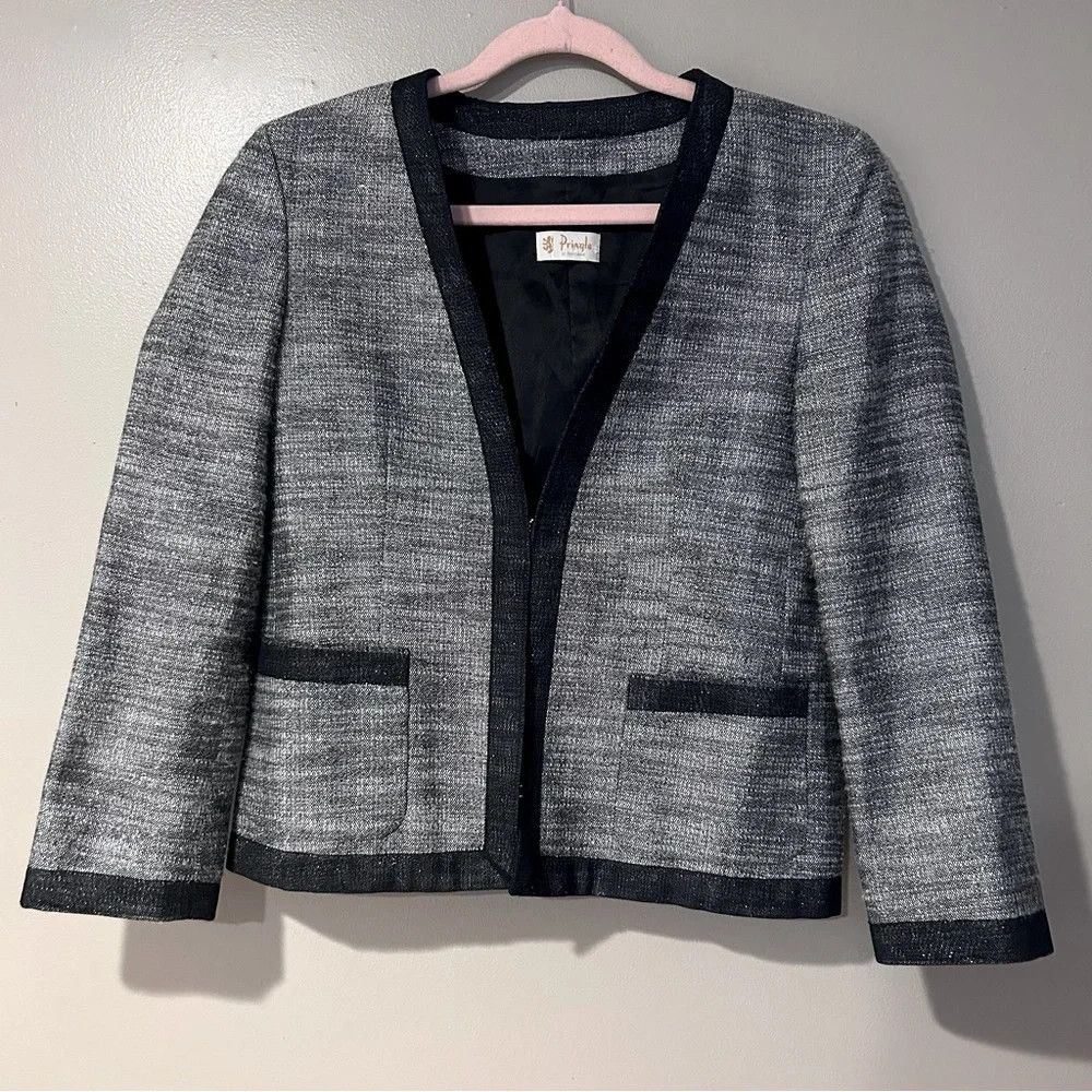 Pringle Of Scotland sparkly wool blend tweed jacket blazer contrast details Size M / US 6-8 / IT 42-44 - 1 Thumbnail