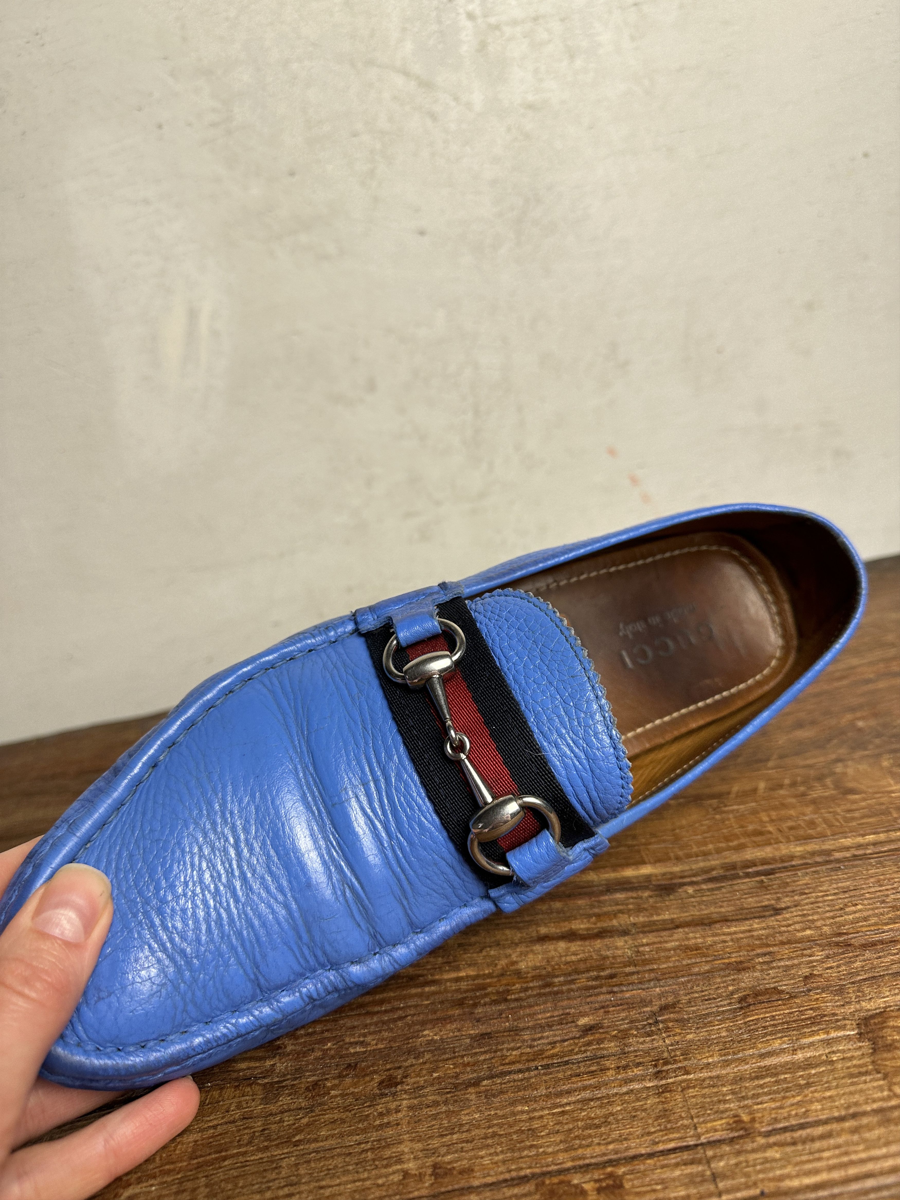 Gucci GUCCI BLUE LEATHER MOCCASINS Size US 9 / EU 42 - 9 Thumbnail