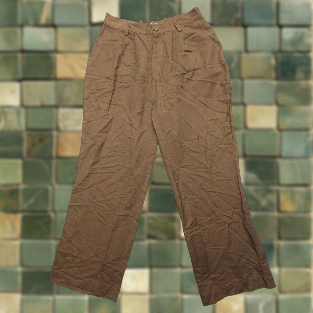 Rolla's Rolla's High Rise Pleated Straight Linen Blend Pants Womens 12 / L Brown Boho Shirt? Size 34" / US 12 / IT 48 - 1 Thumbnail