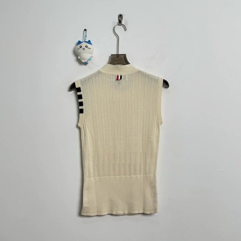 Thom Browne Thom Browne size38 White four stripe knitted sweater with l Size XS / US 0-2 / IT 36-38 - 3 Thumbnail