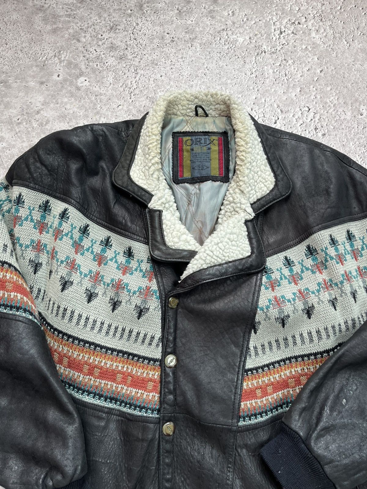 Leather Vintage Genuine Leather Jacket Wool Pattern Shearling 50 Size US M / EU 48-50 / 2 - 4 Thumbnail