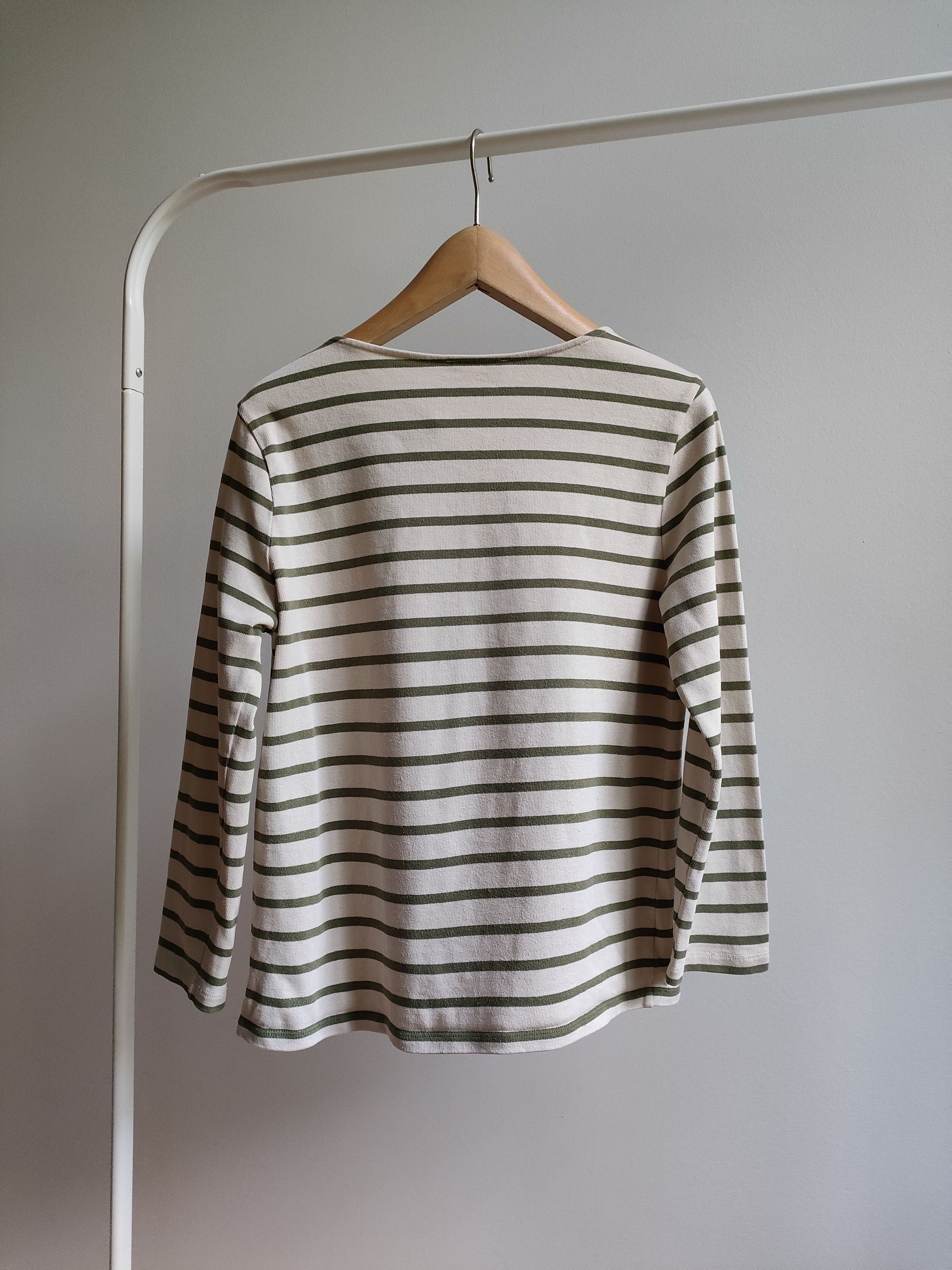 Sezane Sezane ecru & forest green striped top with buttons applique Size M / US 6-8 / IT 42-44 - 3 Thumbnail