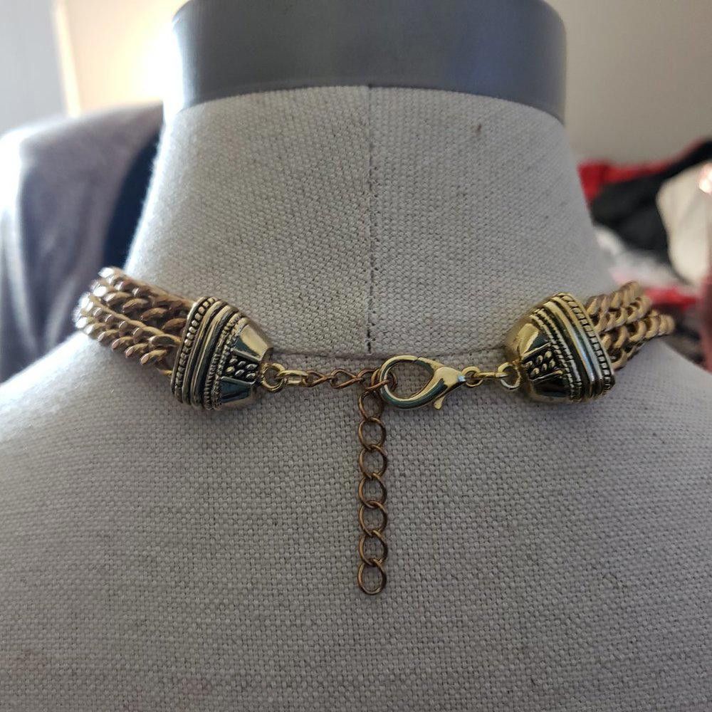 Designer Double Strand Figaro Link Heavy Gold Plated Necklace/Choker Size ONE SIZE - 3 Thumbnail