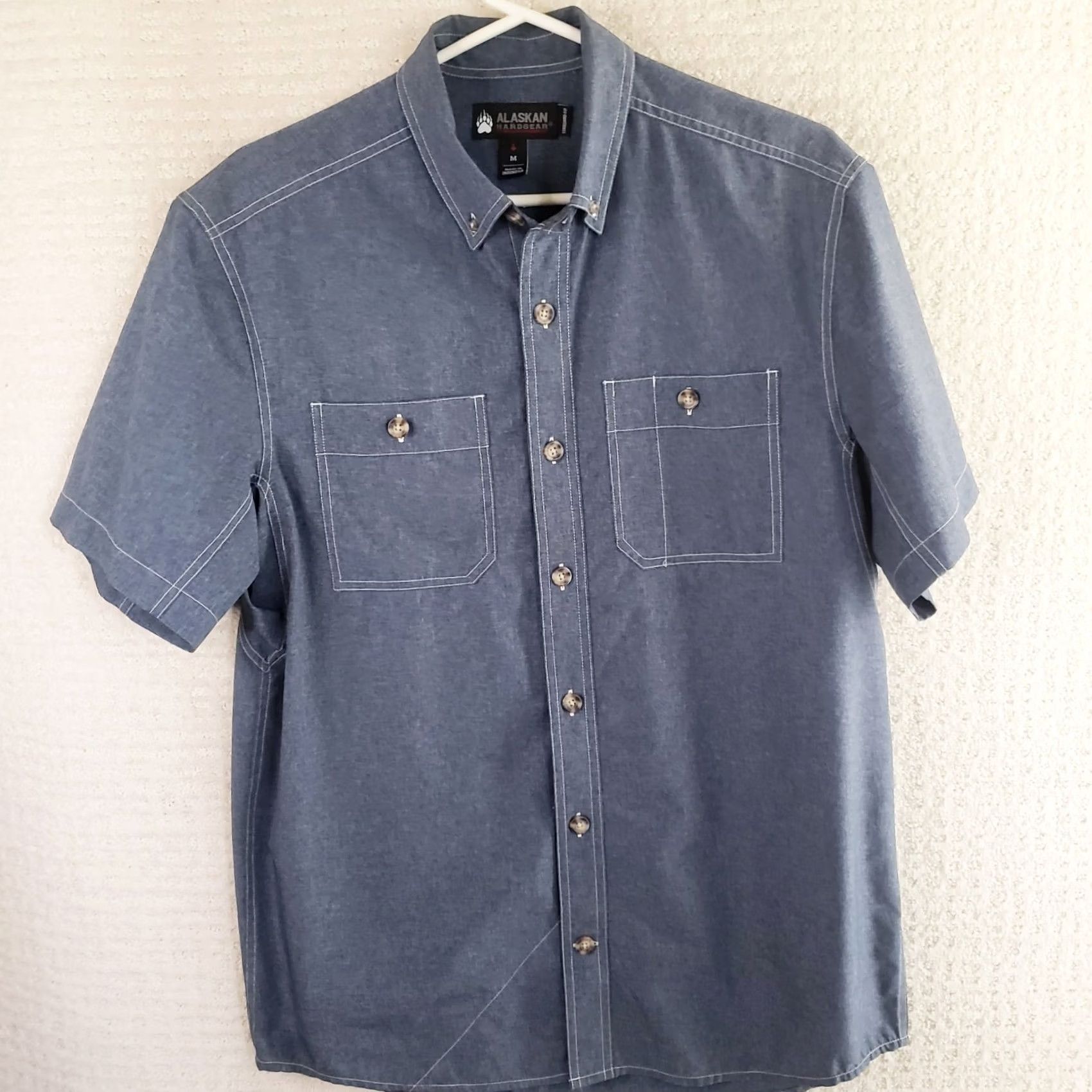 CO VINTAGE Alaskan Hardgear Duluth Trading Co Mens M Blue Denim Chambray Button Up Shirt Size US M / EU 48-50 / 2 - 2 Thumbnail