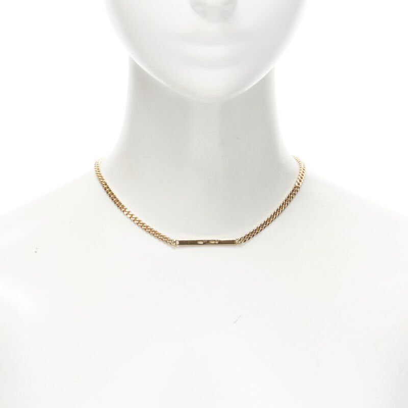 new BOTTEGA VENETA gold tone BV ID choker chain necklace