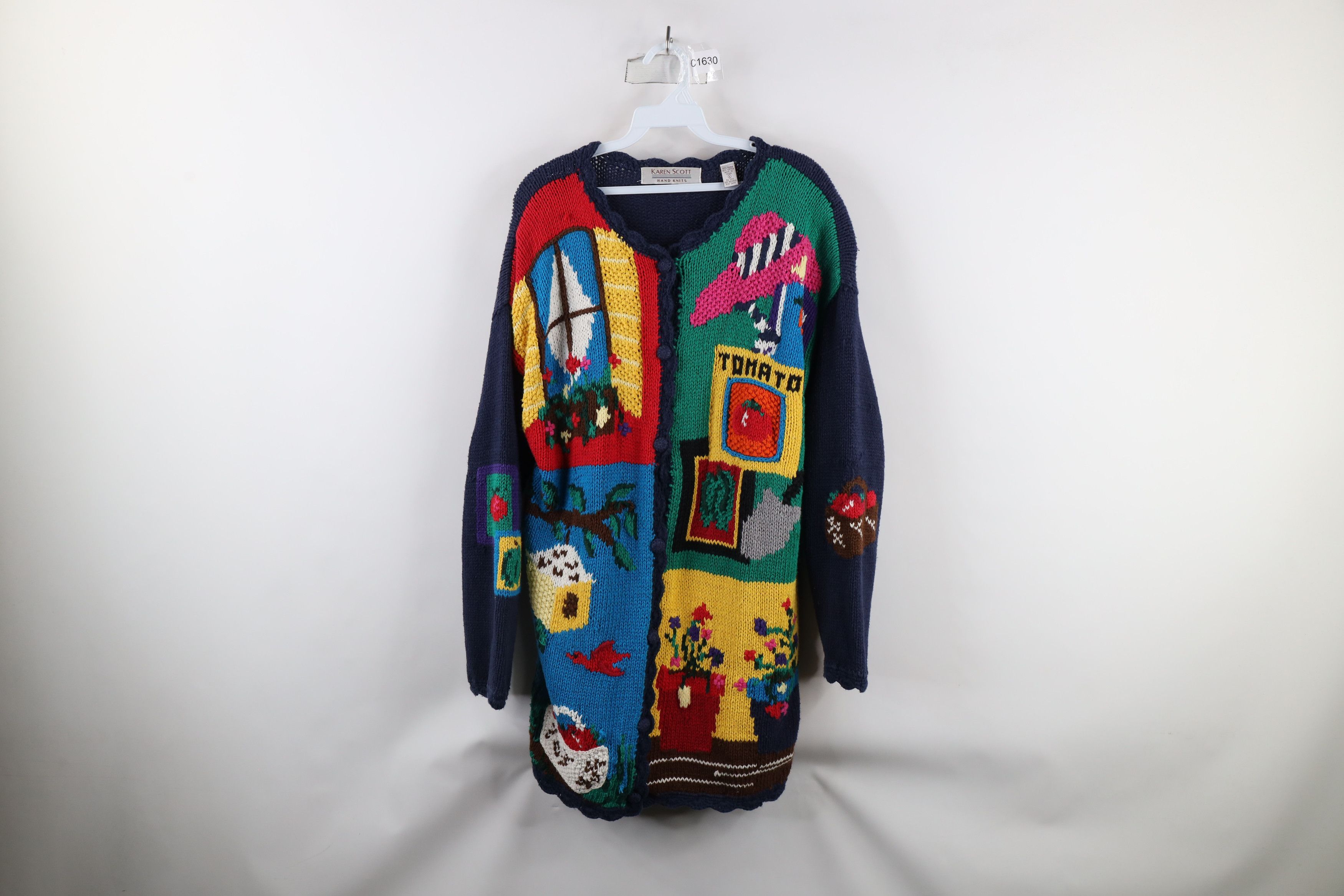 Vintage Vintage 90s Country Primitive Garden Nature Cardigan Sweater Size L / US 10 / IT 46 - 1 Thumbnail