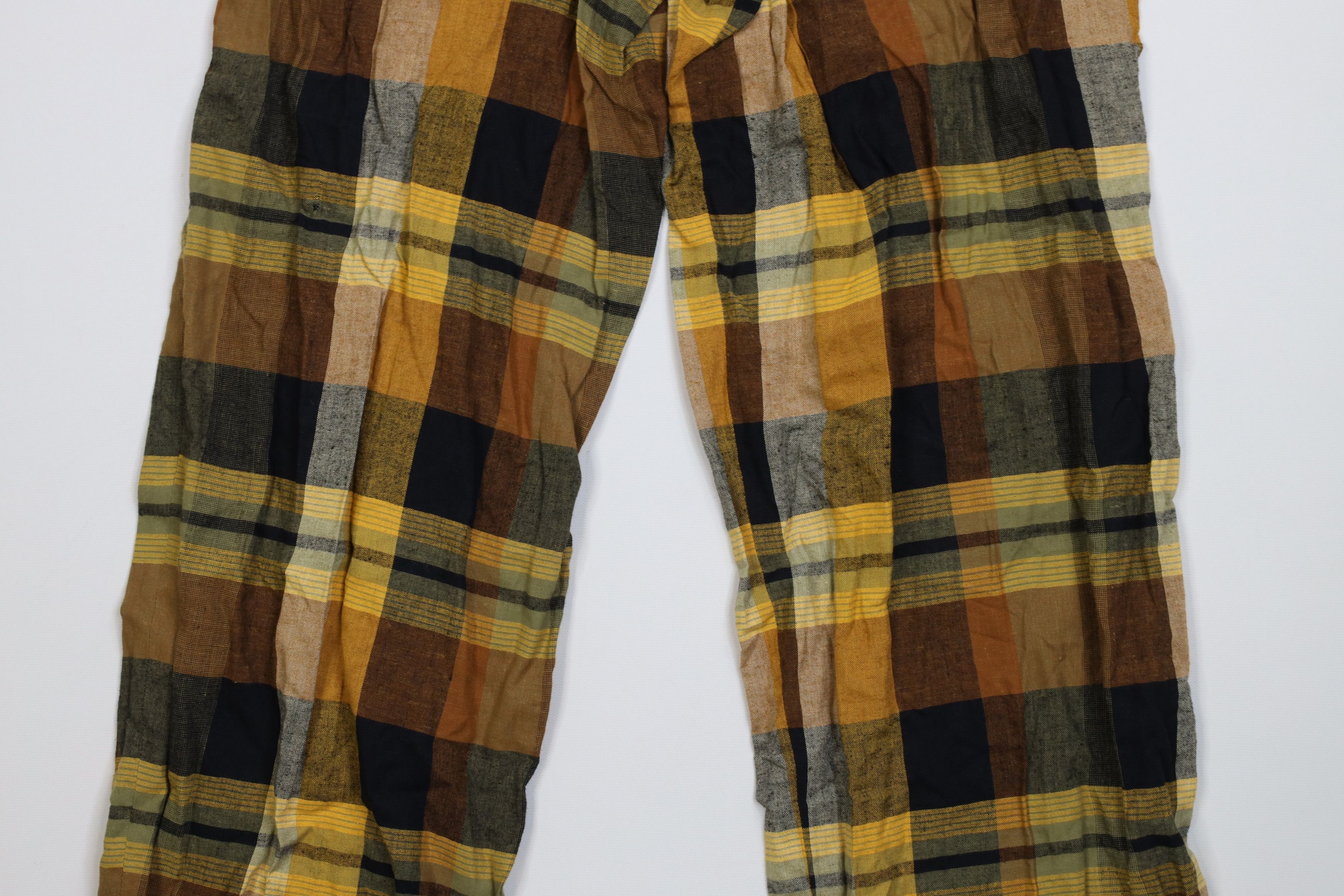 Vintage Vintage 70s Linen Blend Wide Leg Bell Bottoms Pants Plaid Size 26" / US 2 / IT 38 - 14 Thumbnail
