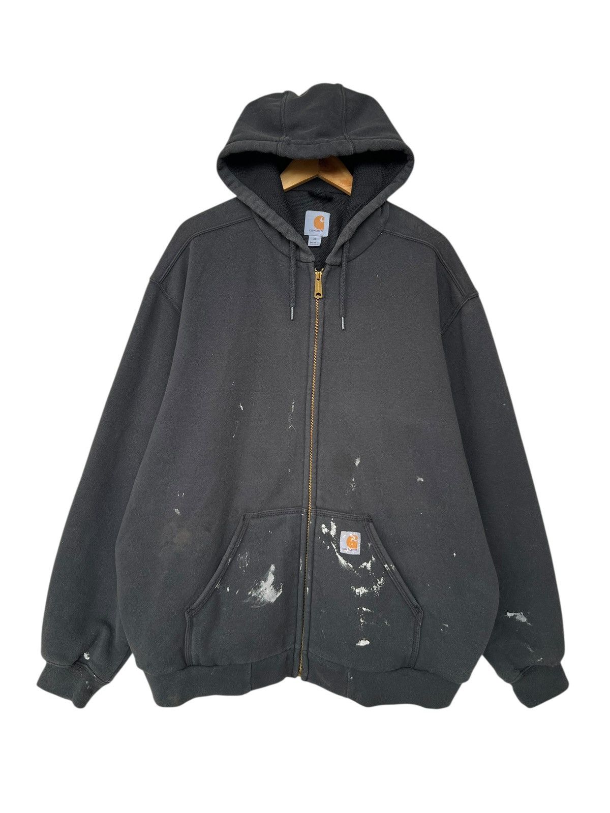 Vintage Carhartt Distressed Paint Zipper Hoodie