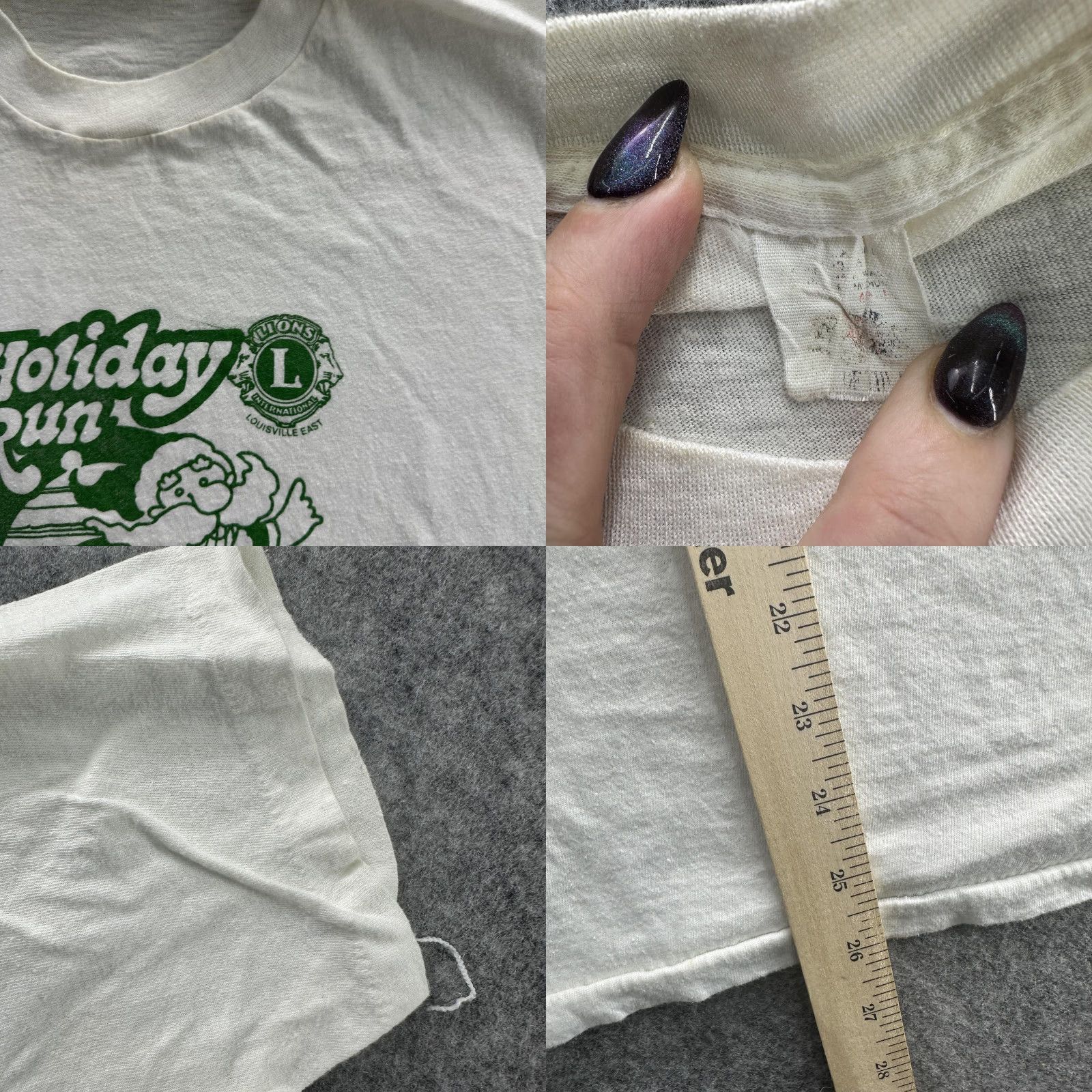 Vintage VINTAGE Screen Stars Holiday Run T-Shirt Mens Small White Santa 80s Graphic Print Size US S / EU 44-46 / 1 - 8 Thumbnail