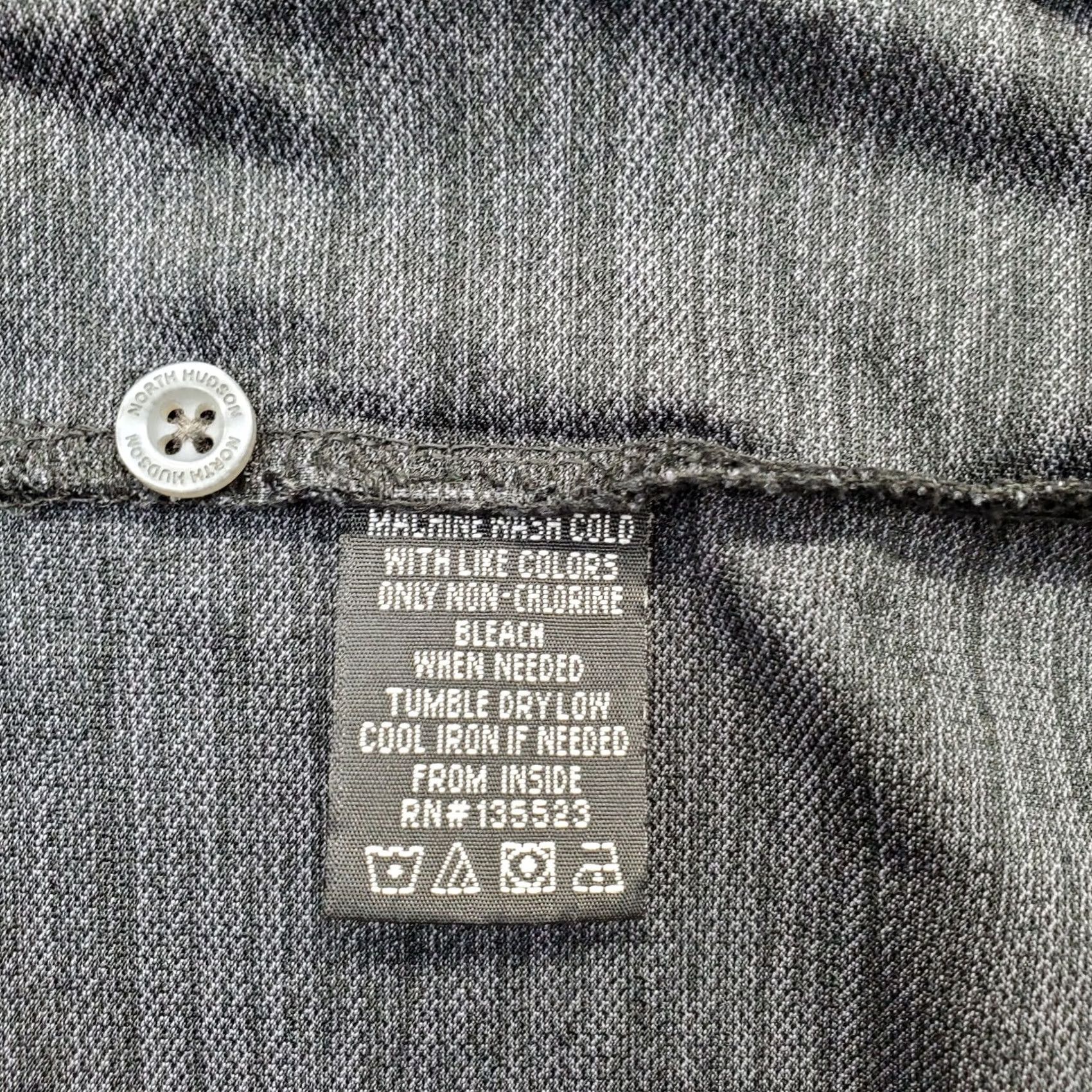 Hudson North Hudson Polo Shirt Mens XL Gray Space Dye Short Sleeve Slit Button Collar Polo Shirt Size US XL / EU 56 / 4 - 7 Thumbnail