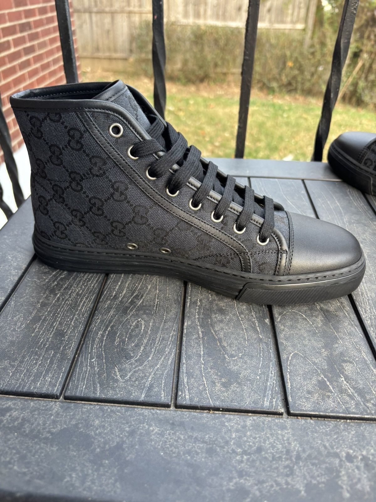 Gucci Gucci GG canvas & leather high tops Size US 5.5 / EU 38 - 7 Thumbnail