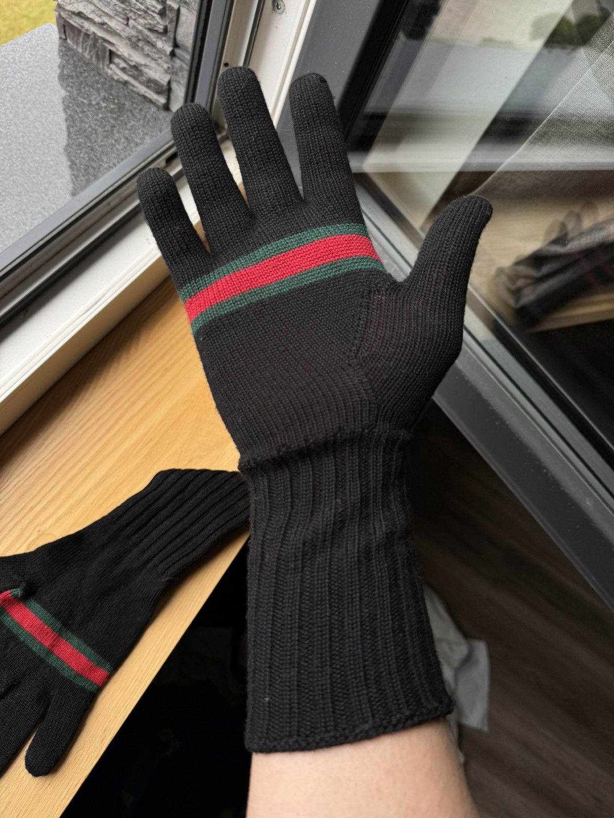 Designer × Gucci Gucci Wool Black Stripes Gloves Size ONE SIZE - 8 Thumbnail