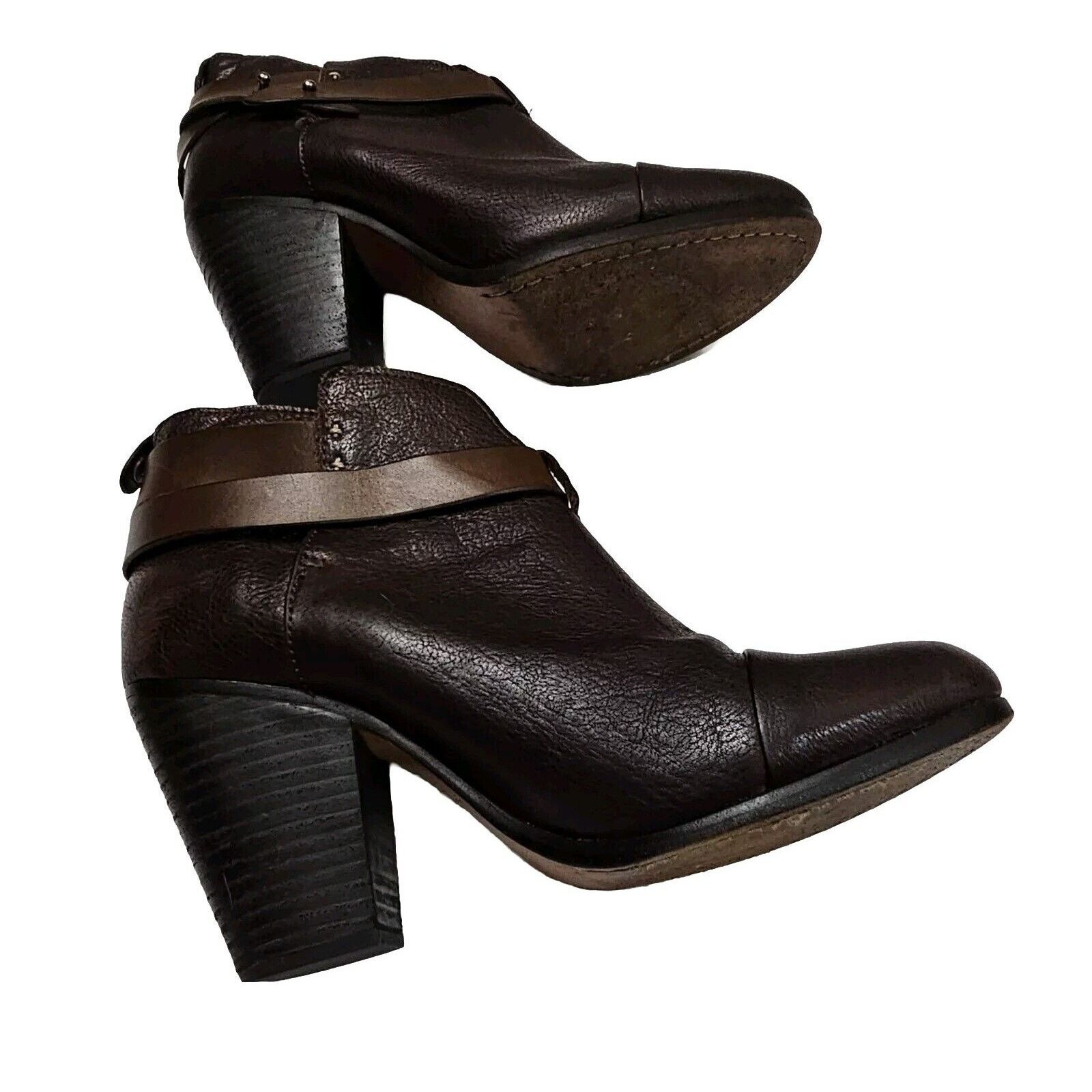 Rag & Bone Size Harrow Ankle Booties Brown Strap,Block Heel