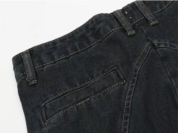 VIBE Retro color contrast straight jeans hiphop mopping pants Size US 34 / EU 50 - 5 Thumbnail