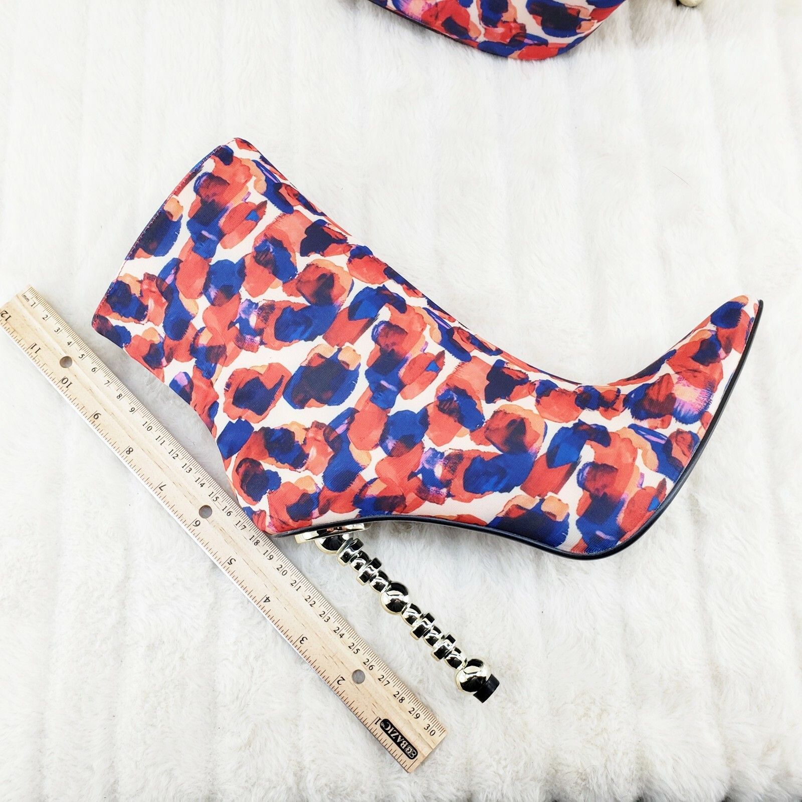Other 5" Geo Deco High Heel Multi Color Print Pointy Toe Ankle Boo Size US 11 / IT 41 - 8 Thumbnail