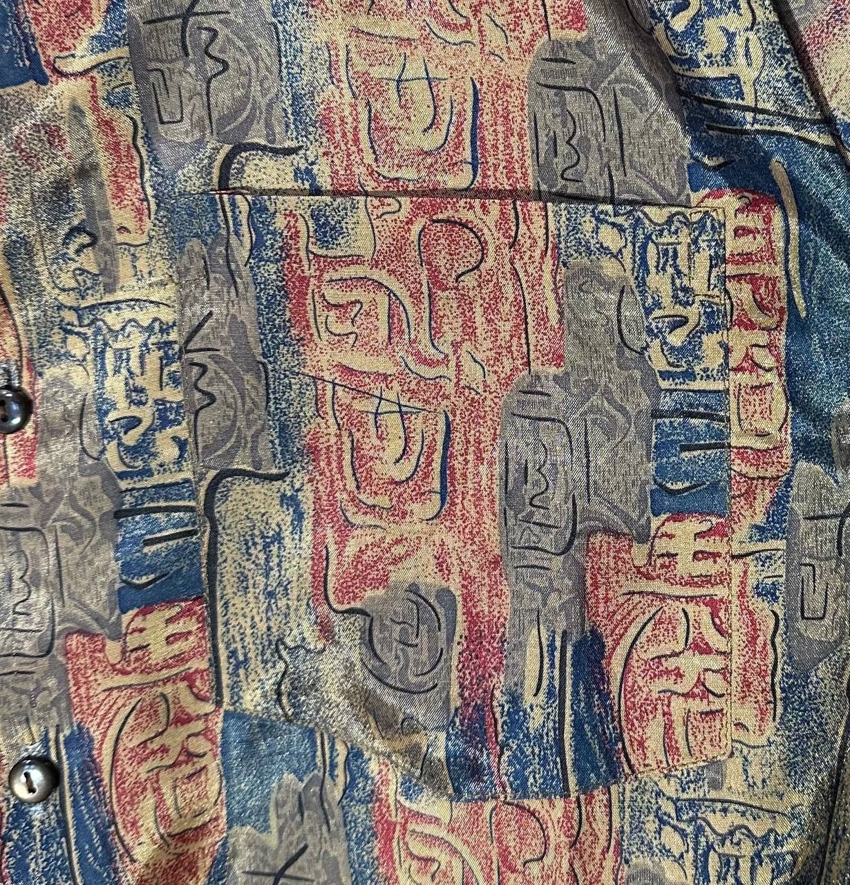 Vintage Thai Silk shirt buttons up Retro Pattern Print abstract Size US M / EU 48-50 / 2 - 2 Thumbnail