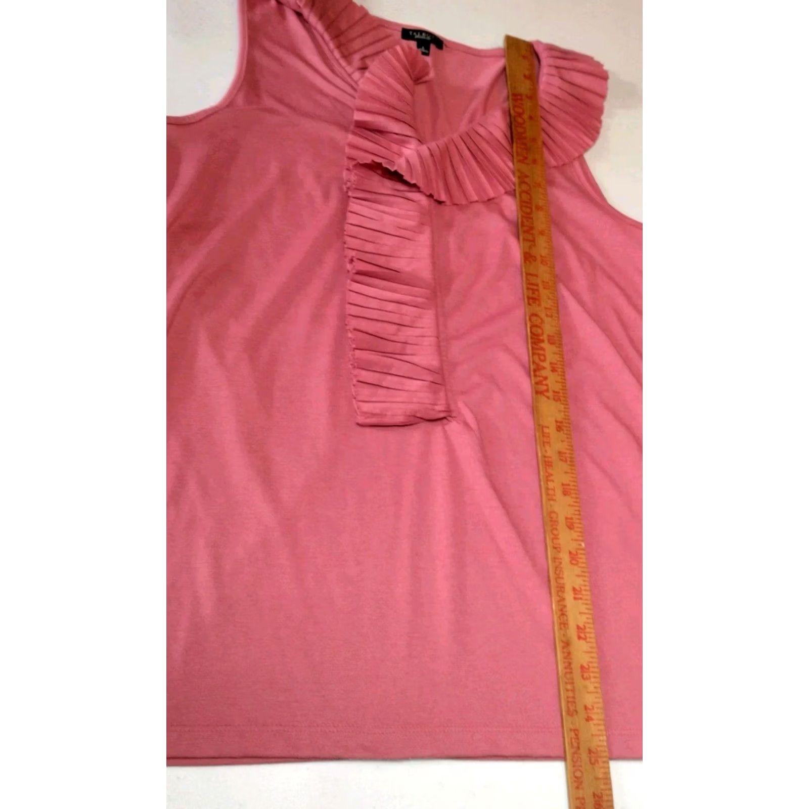 Talbots Talbots Tank Top Size L Pink Rose Pleated Trim V Neck Sleeveless Knit Polyester Rayon Size L / US 10 / IT 46 - 4 Thumbnail